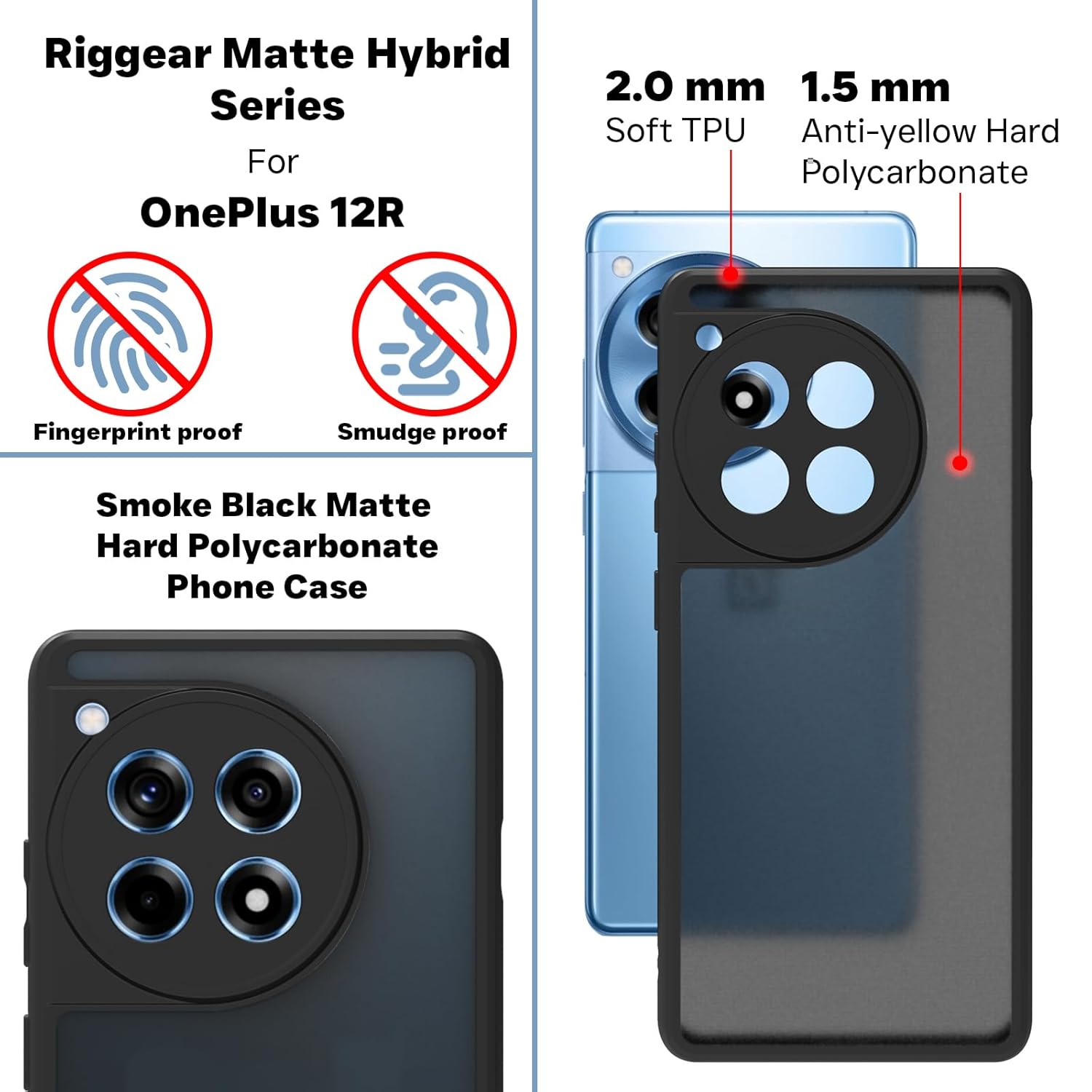 OnePlus 12R Back Cover Case | Sleek Hybrid - Matte Black