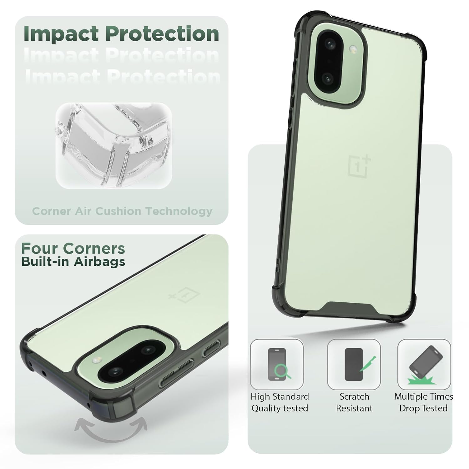 OnePlus 15R 5G Back Cover Case | Clear Hybrid - Clear Smoke