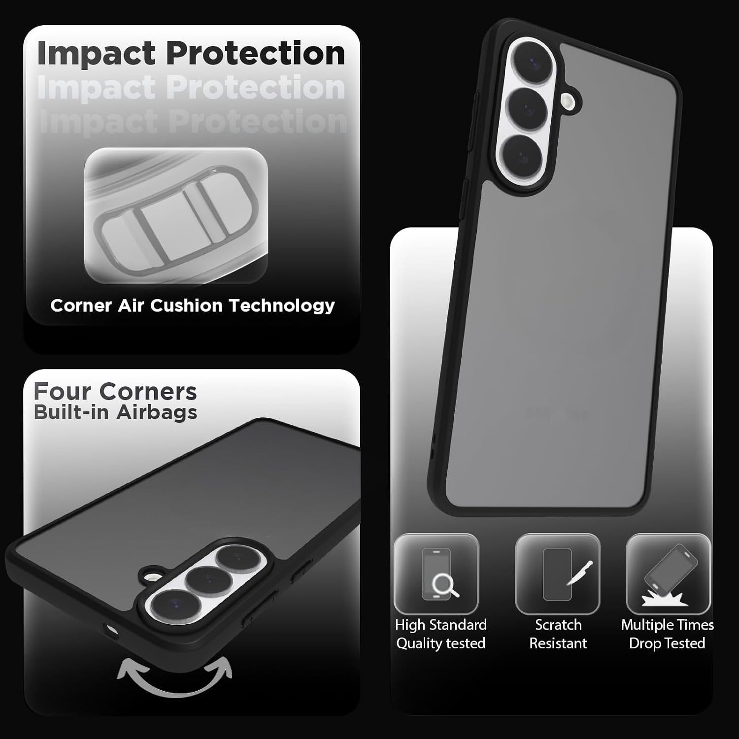 Samsung Galaxy S26 Plus Back Cover Case | Sleek Hybrid - Matte Black