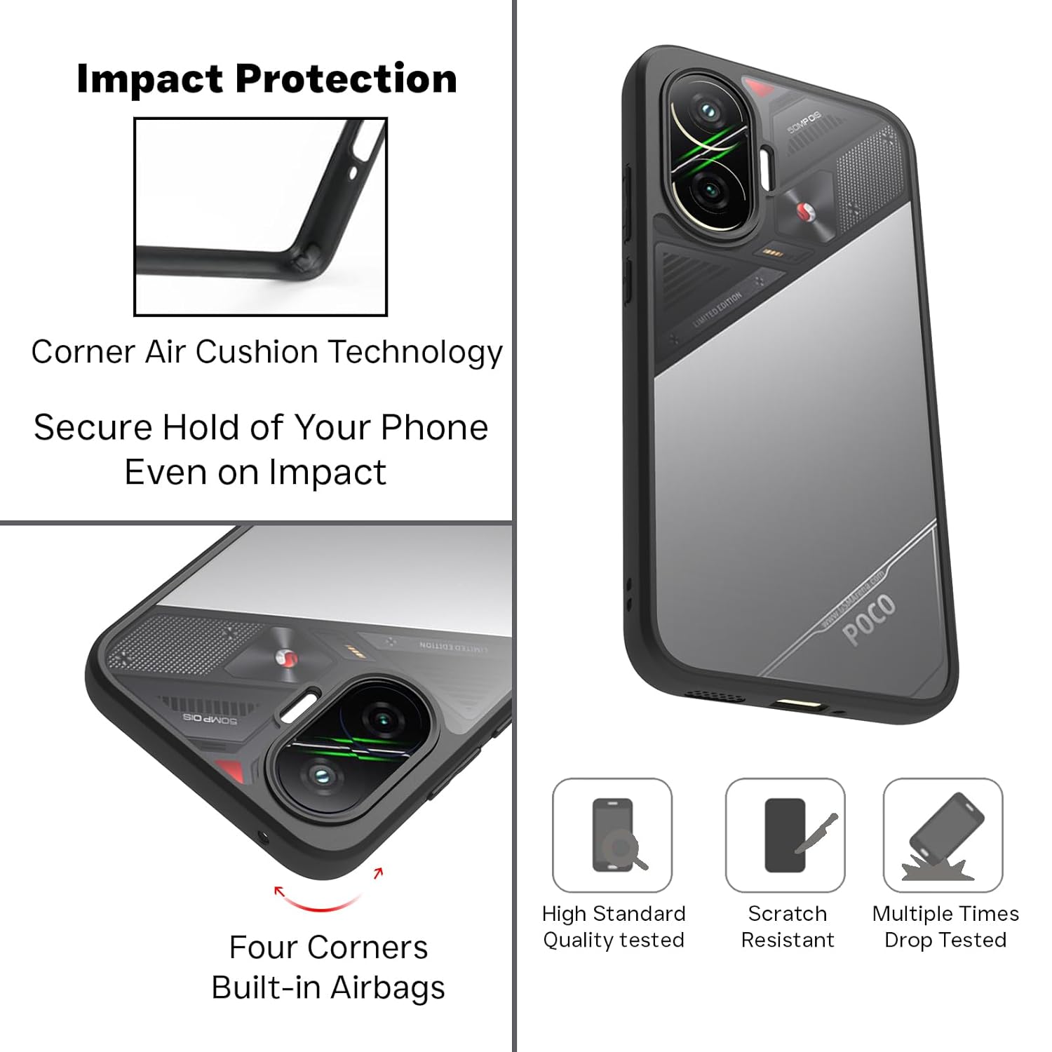 Poco F7 5G Back Cover Case | Sleek Hybrid - Clear Black