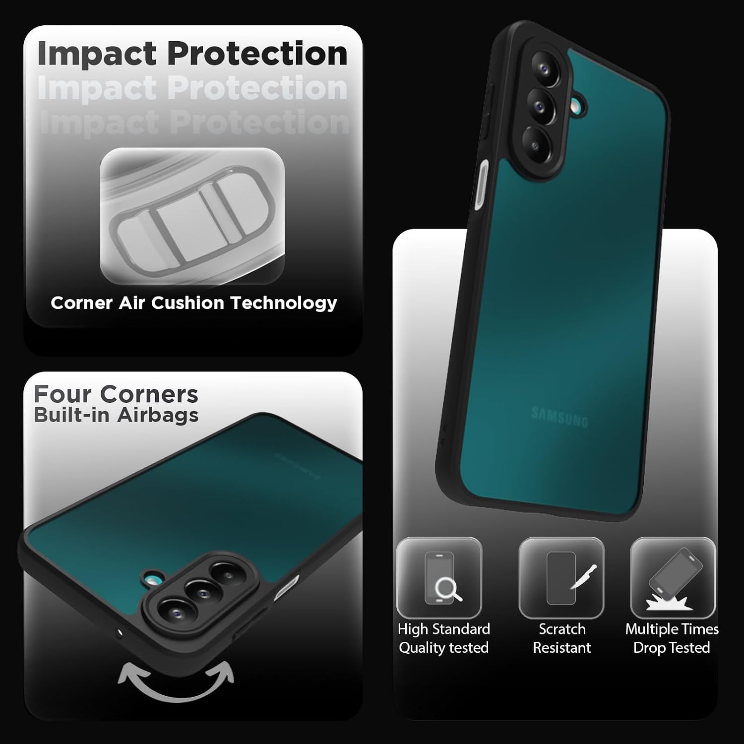 Samsung Galaxy F70 Pro Back Cover Case | Sleek Hybrid - Matte Black