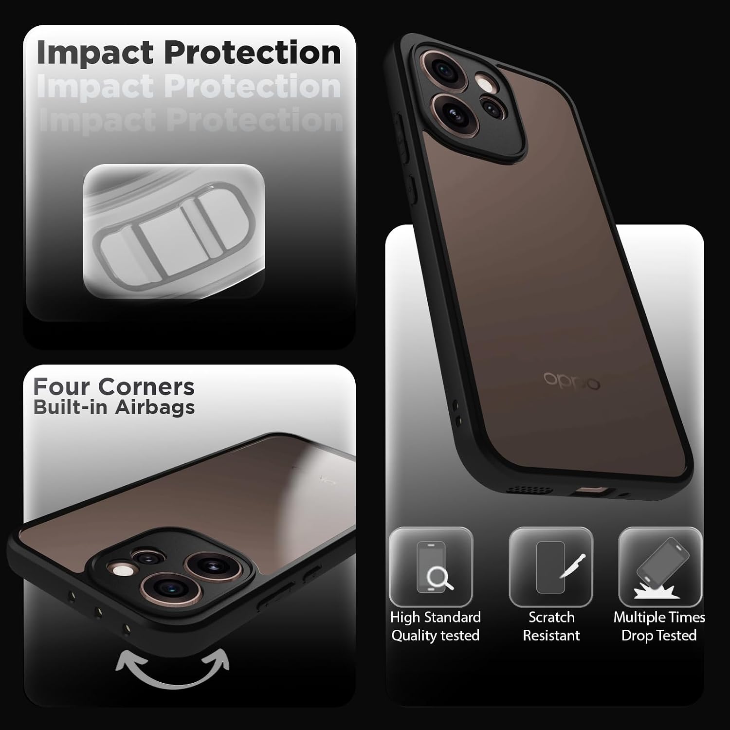 Oppo Reno15 Pro Back Cover Case | Sleek Hybrid - Clear Black