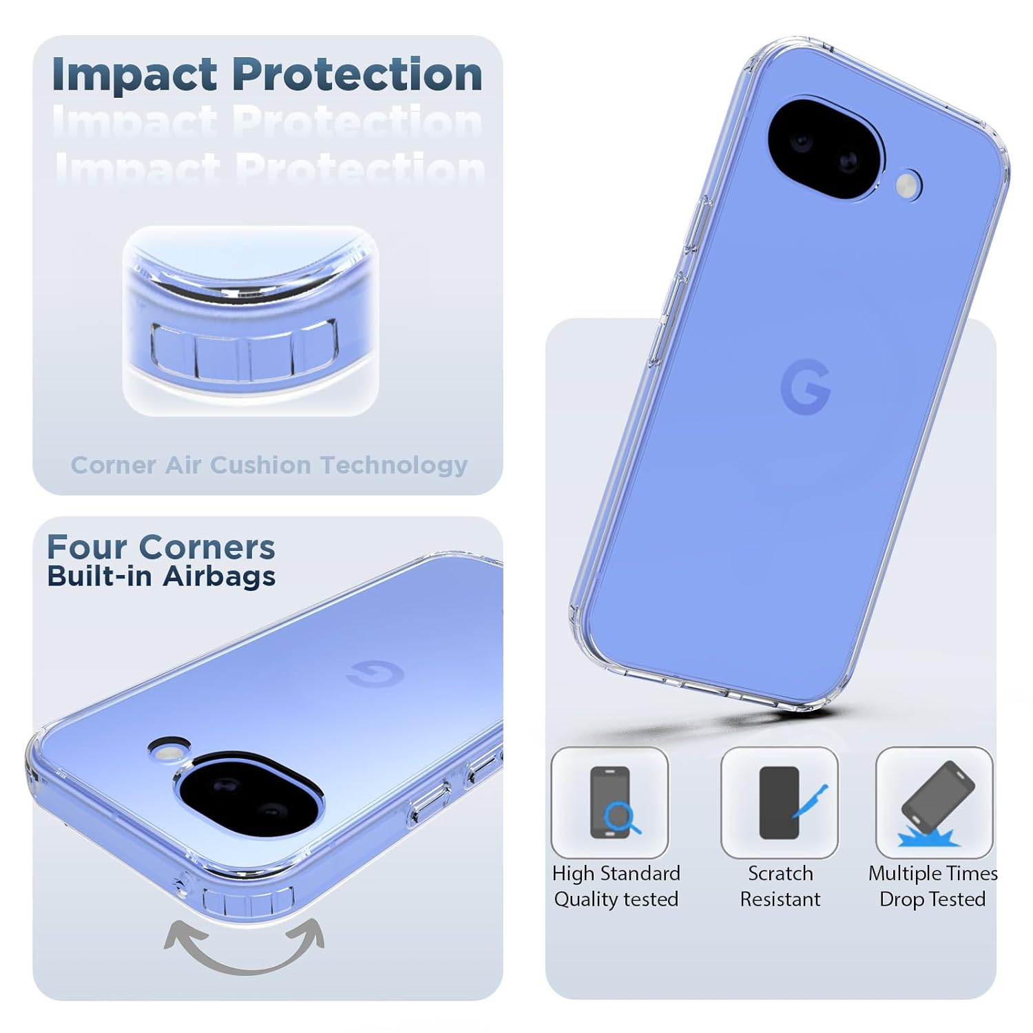 Google Pixel 10a Back Cover Case | Clear Hybrid - Clear Transparent