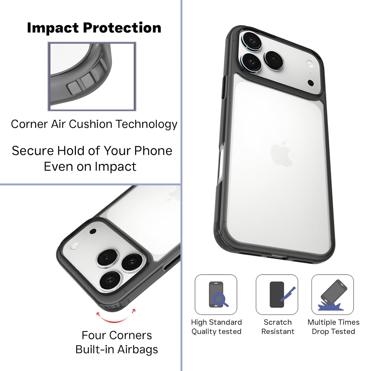 iPhone 17 Pro Max Back Cover Case | Clear Hybrid - Clear Smoke