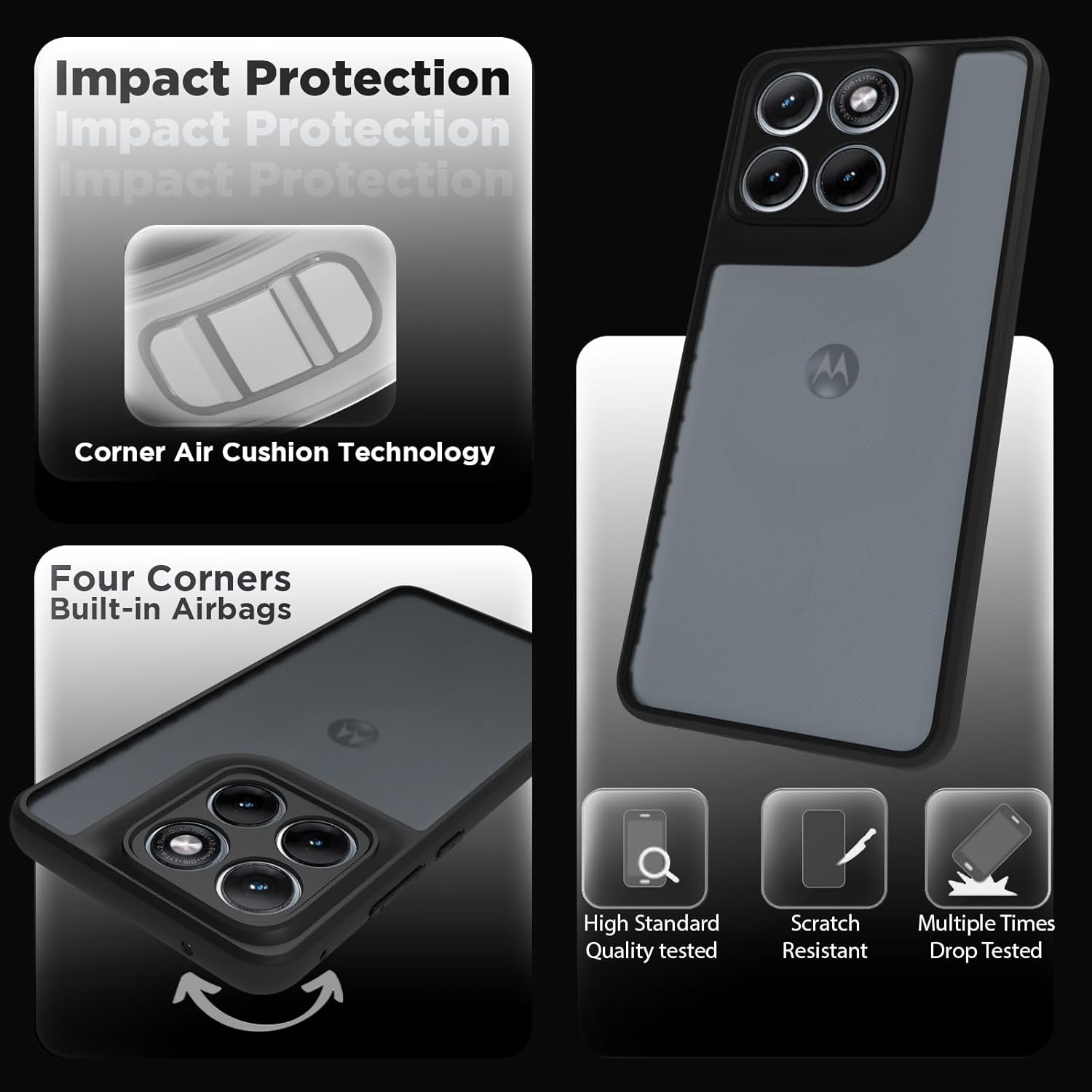 Motorola Moto Edge 70 Fusion 5G Back Cover Case | Sleek Hybrid - Matte Black