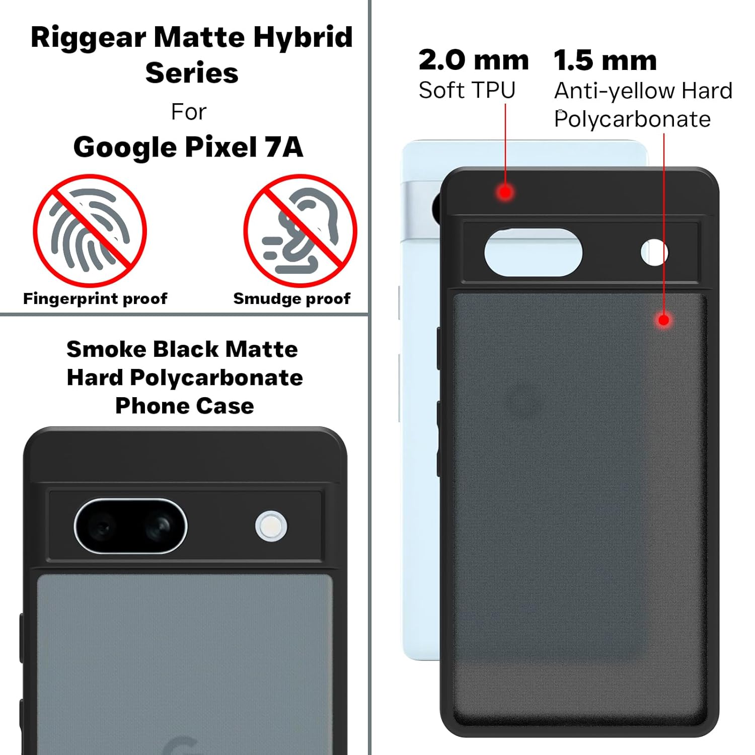 Google Pixel 7A Back Cover Case | Sleek Hybrid - Matte Black Magnetic