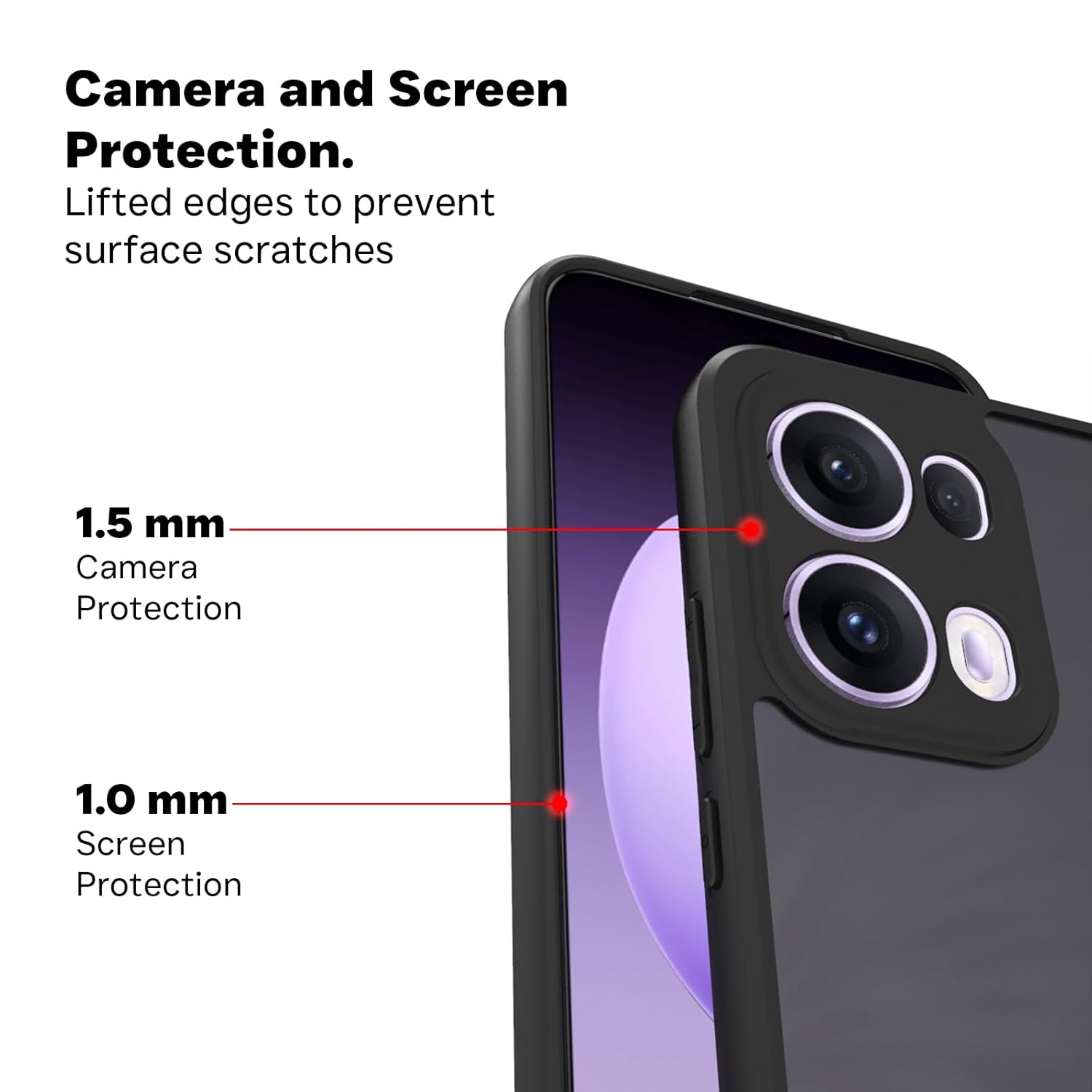 Oppo Reno 13 Pro 5G Back Cover Case | Sleek Hybrid - Matte Black