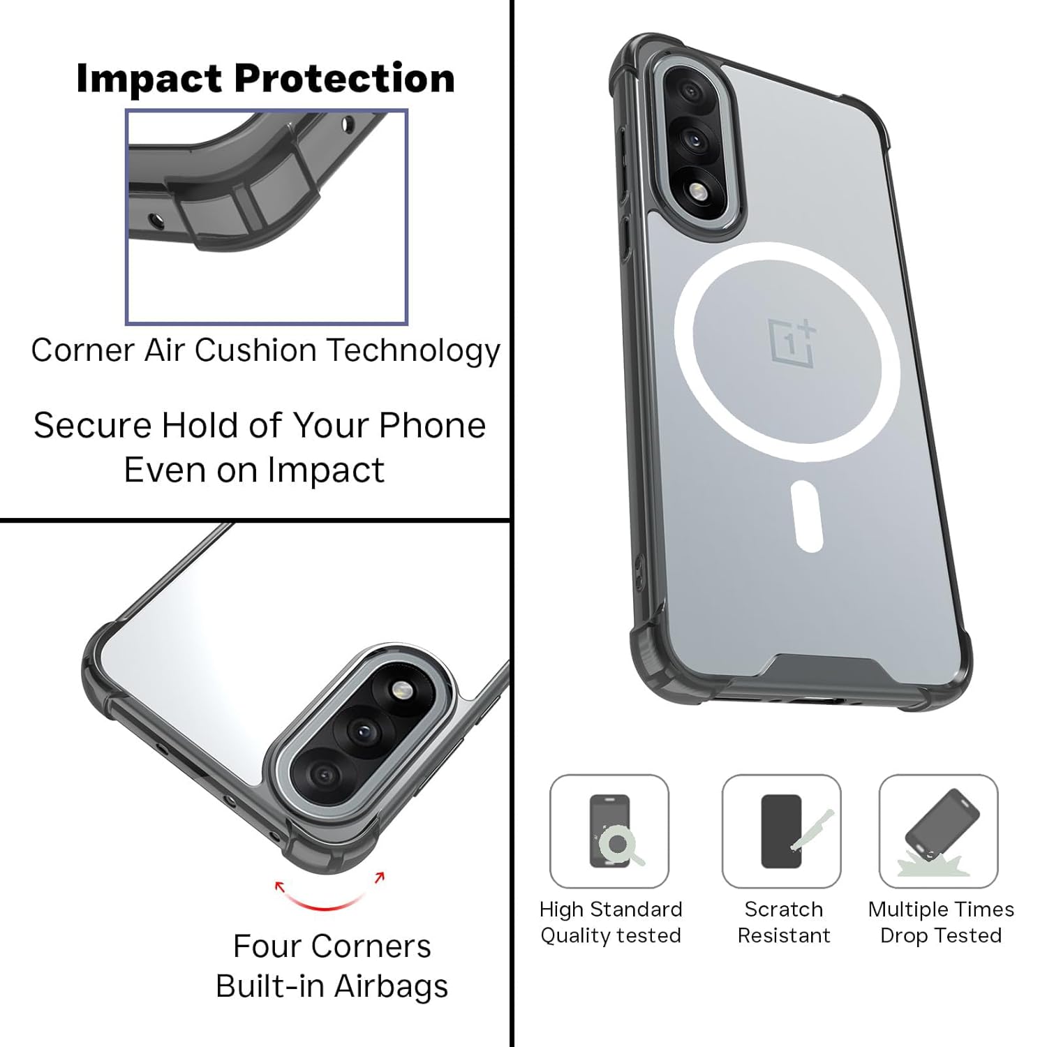 OnePlus Nord 5 5G Back Cover Case | Clear Hybrid - Clear Smoke Magnetic