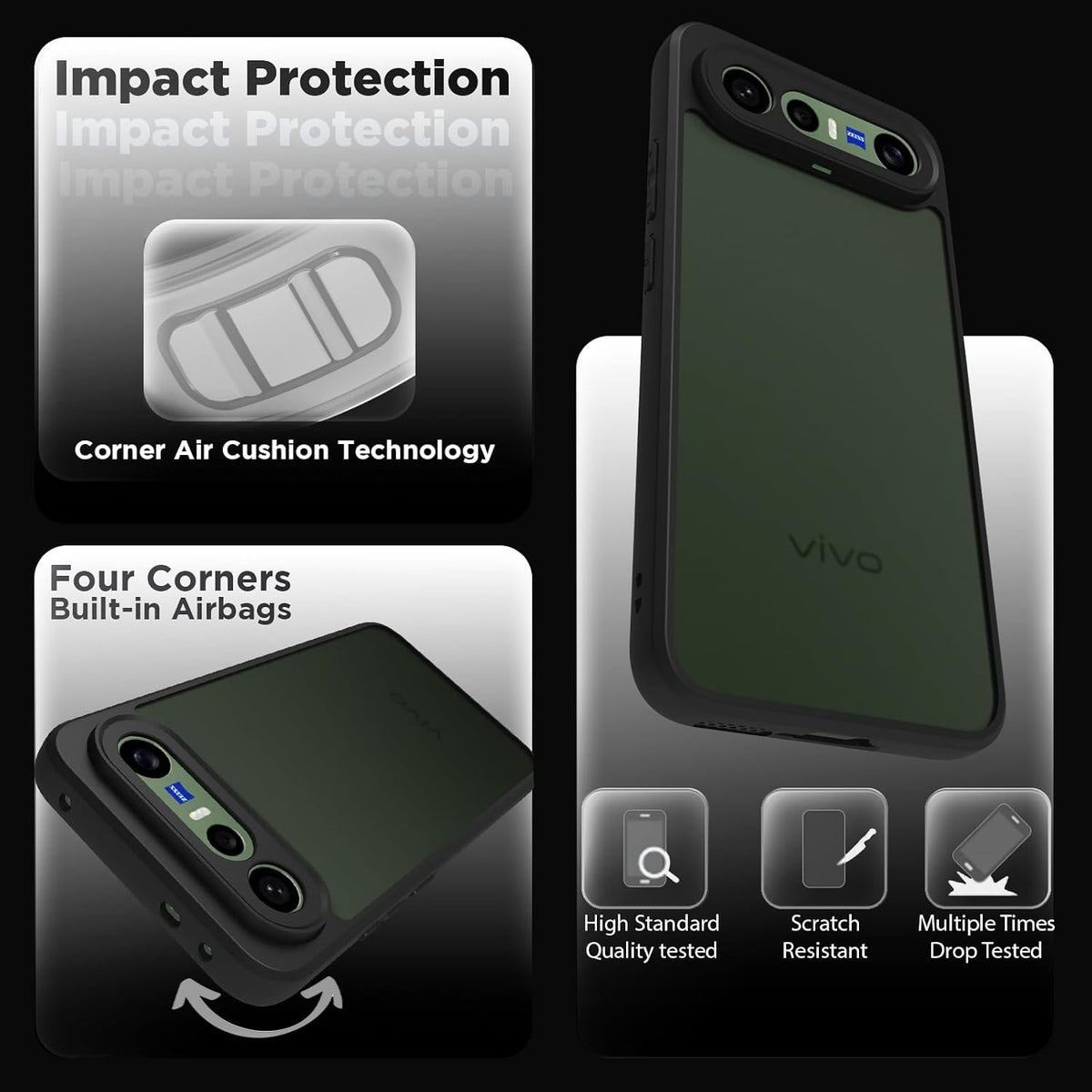 Vivo X300 FE Back Cover Case | Sleek Hybrid - Matte Black