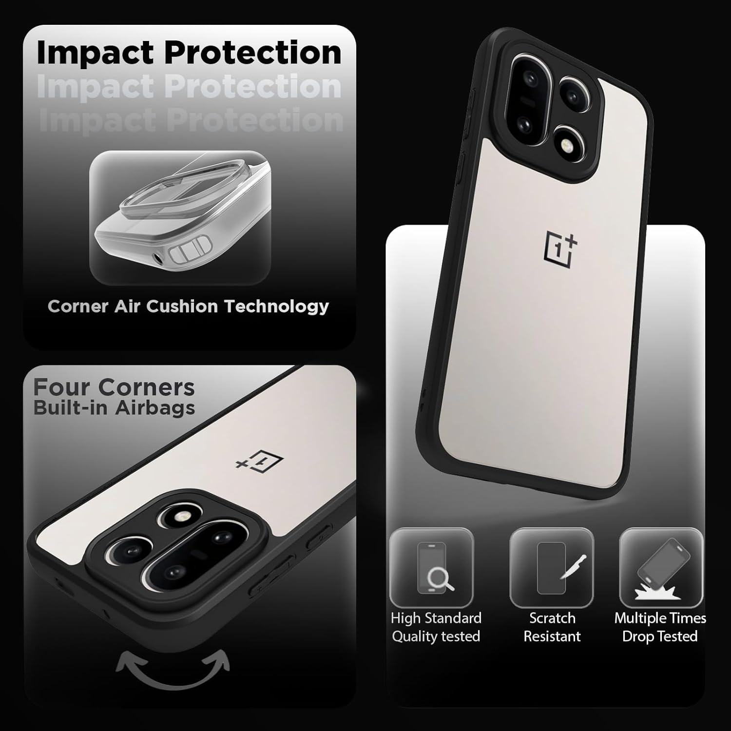 OnePlus 15 5G Back Cover Case |  Sleek Hybrid - Clear Black