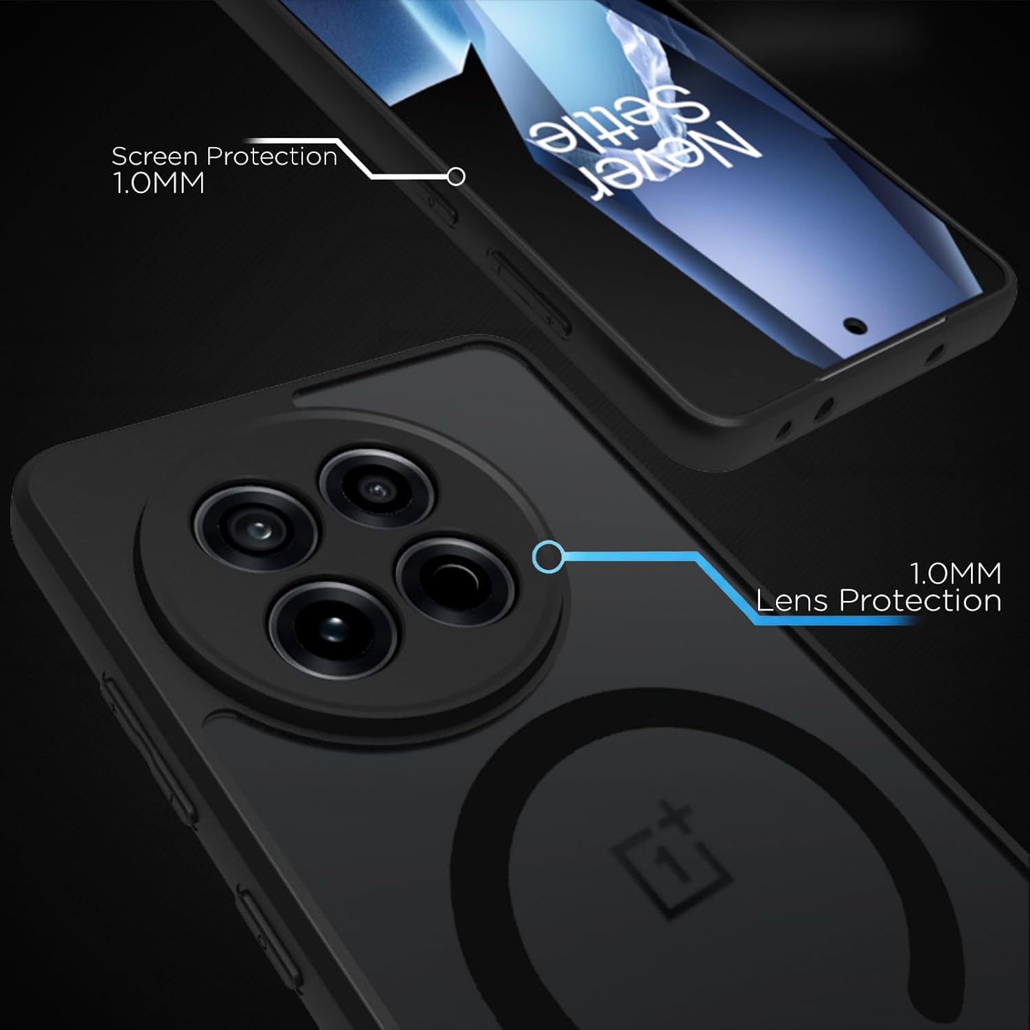 OnePlus 13R 5G Back Cover Case | Sleek Hybrid - Matte Black Magnetic