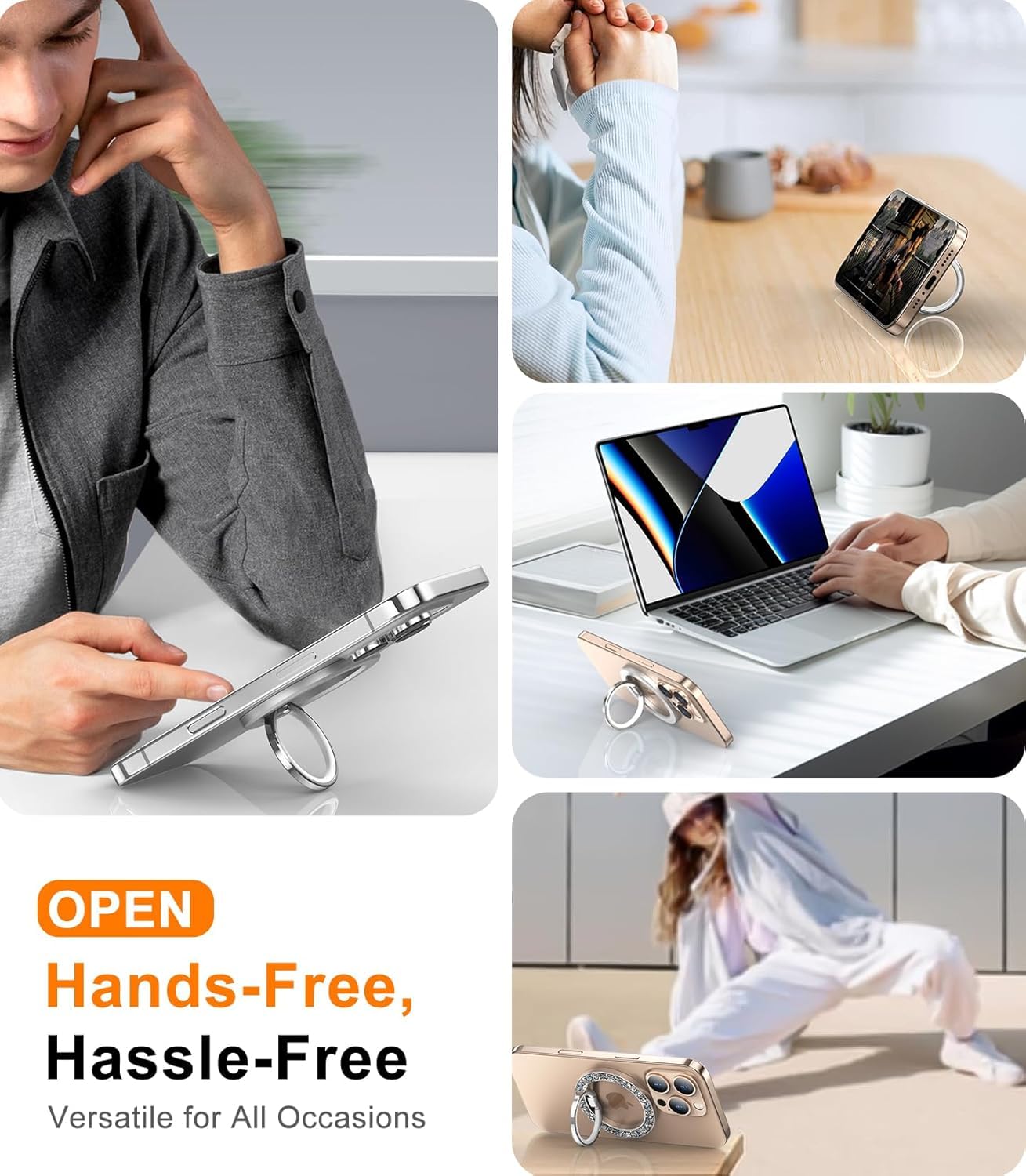 MagSafe Phone Grip & Stand | Ring Holder - Silver Sparkle