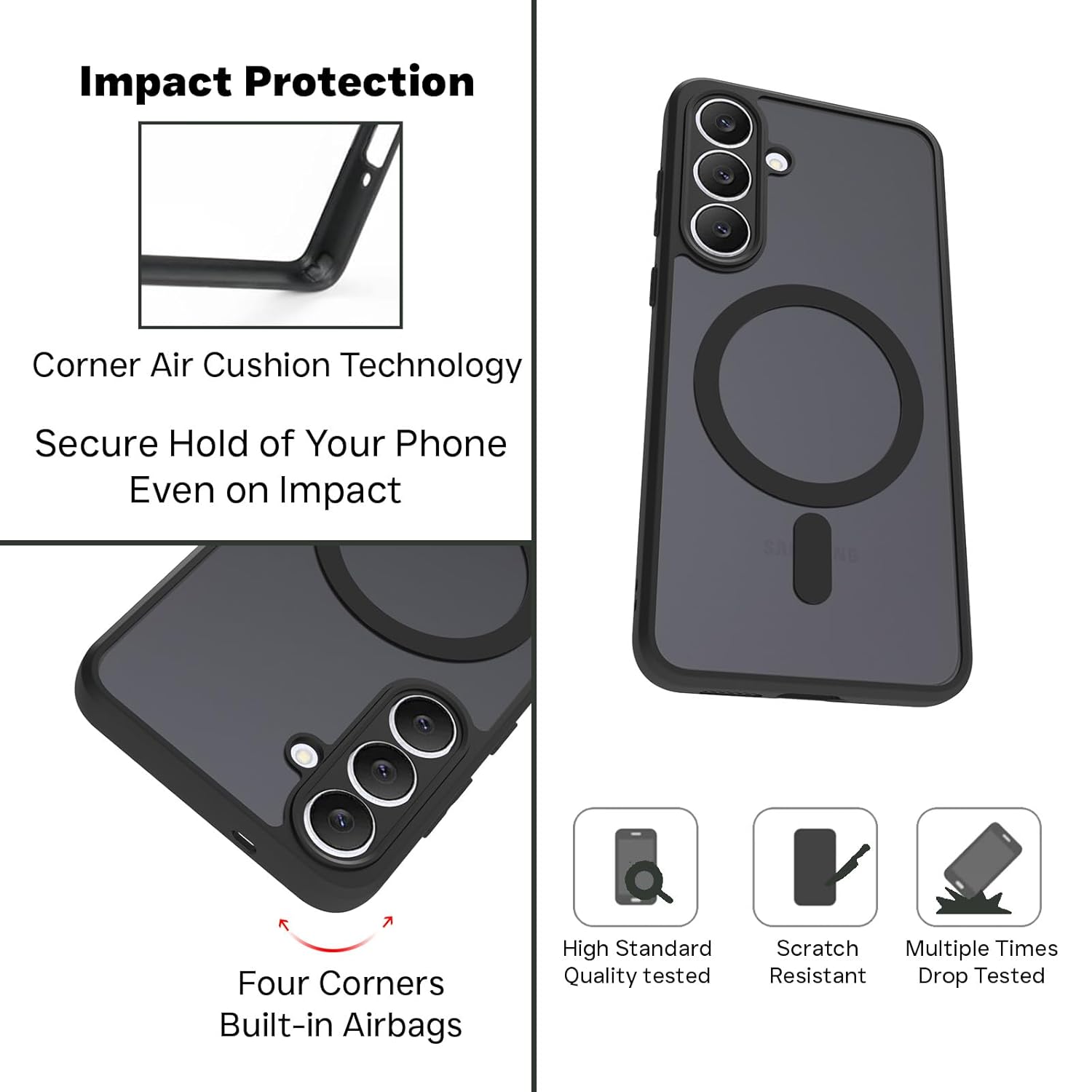 Samsung Galaxy S25 FE 5G Back Cover Case | Sleek Hybrid - Matte Black Magnetic
