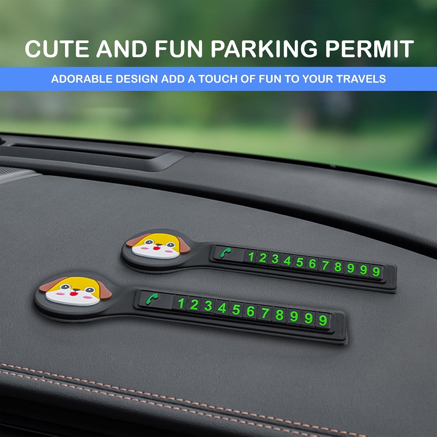 Car Dashboard Anti-Slip Mat |  Dog Design Phone Number Plate