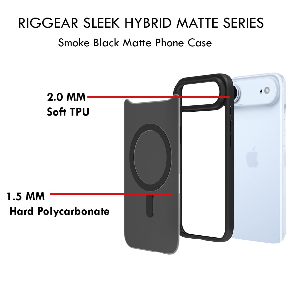 iPhone 17 Air Back Cover Case | Sleek Hybrid - Matte Black Magnetic