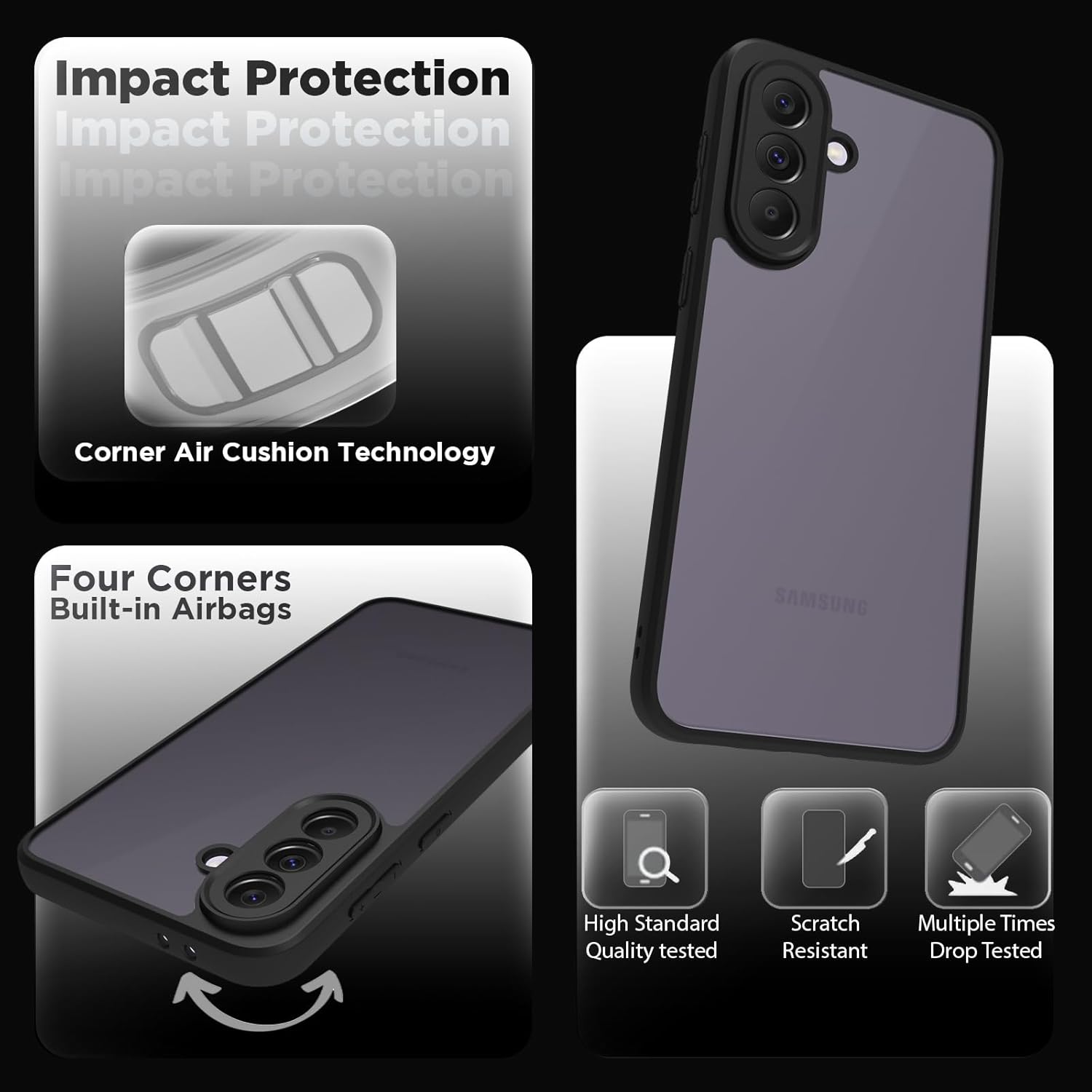 Samsung Galaxy A37 5G Back Cover Case | Sleek Hybrid - Matte Black