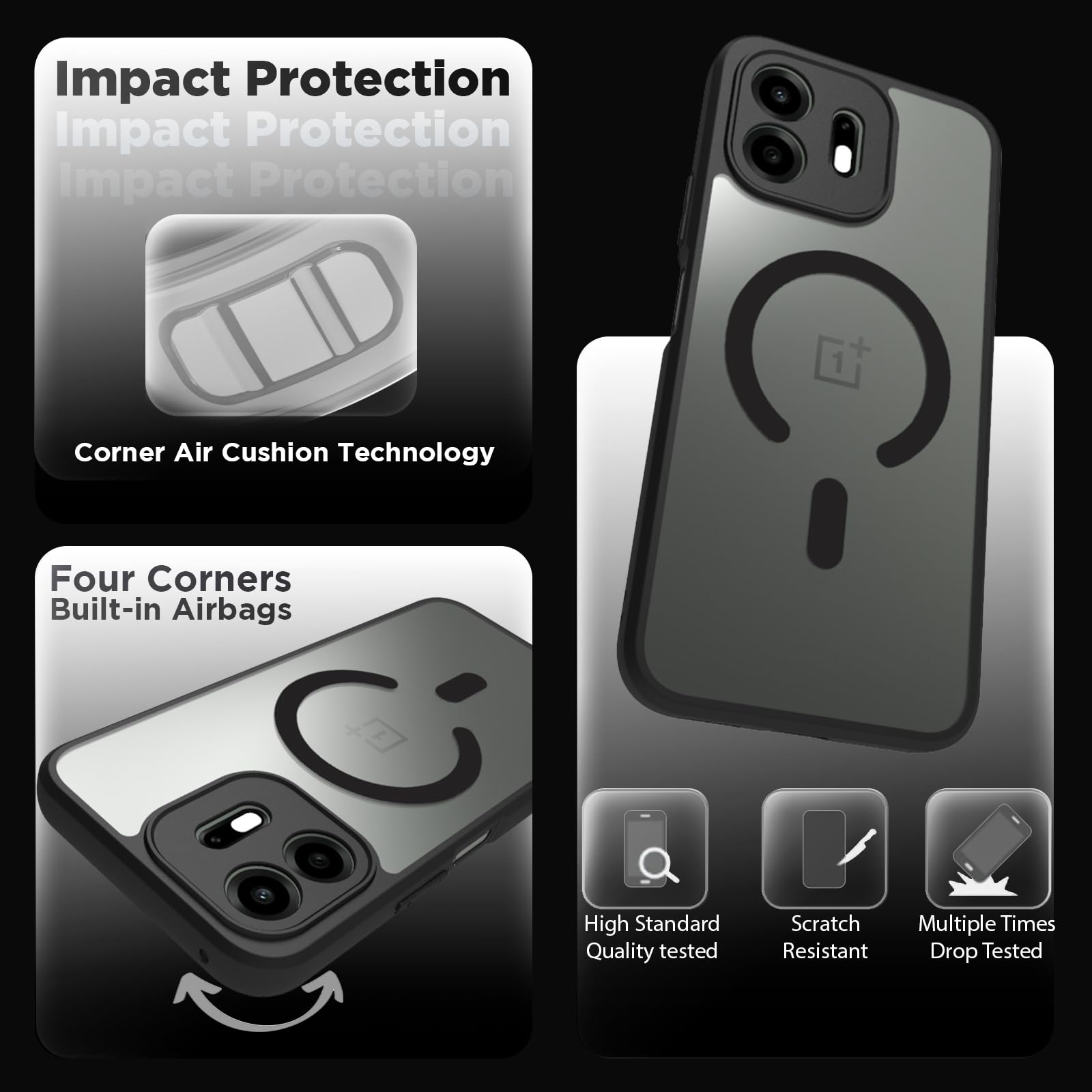 OnePlus N6 Back Cover Case | Sleek Hybrid - Clear Black Magnetic