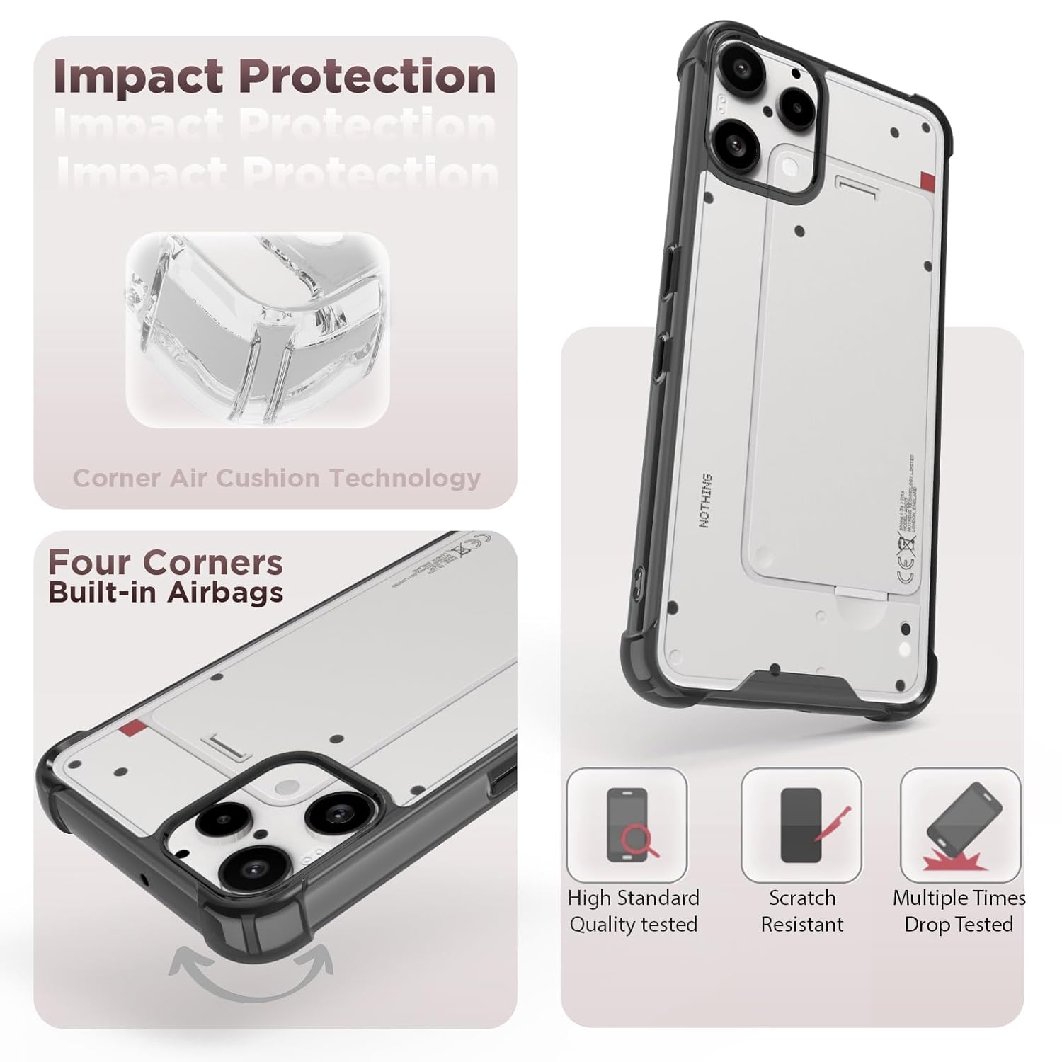 Nothing Phone 3a Lite 5G Back Cover Case | Clear Hybrid - Clear Black