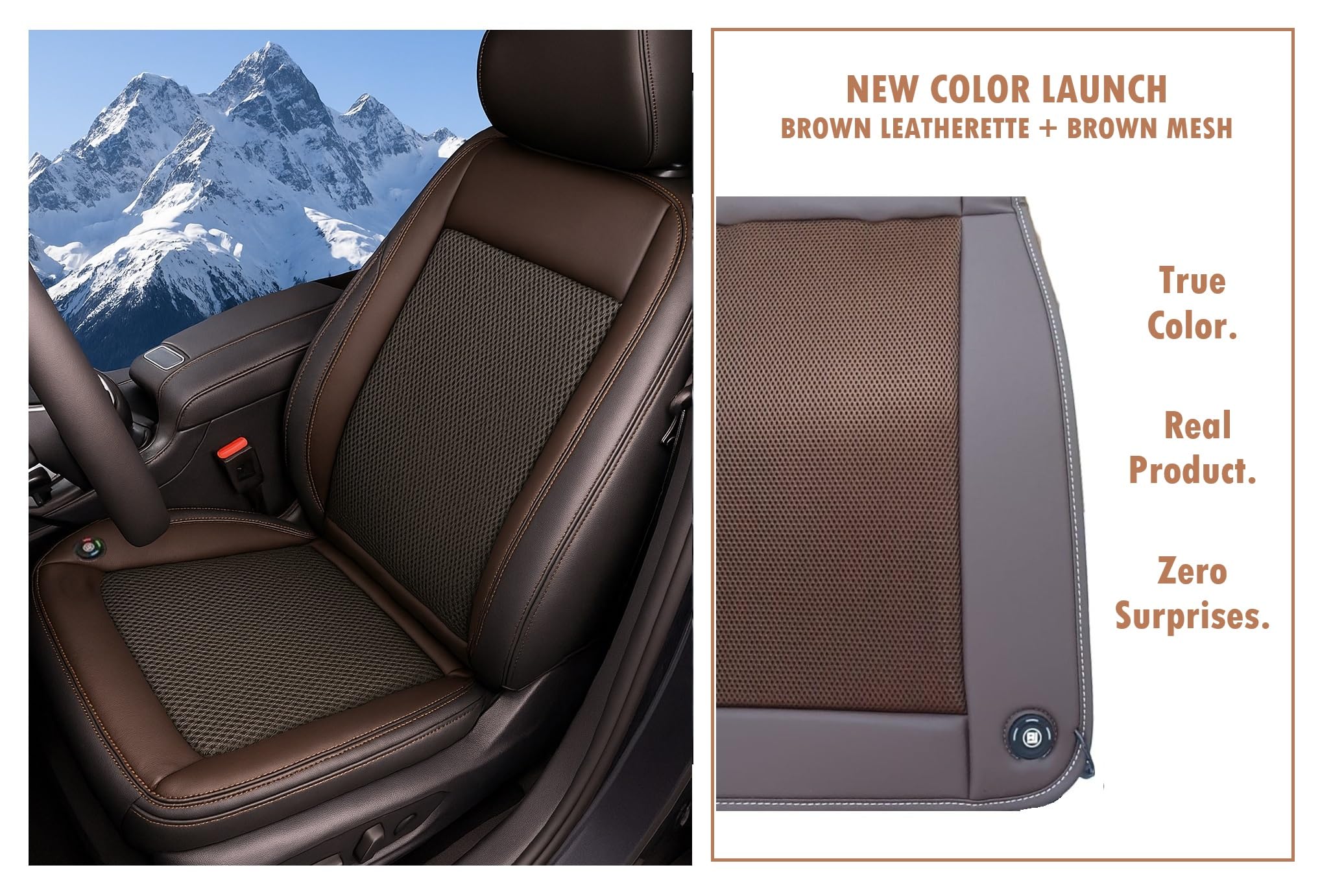 Ventilated Car Seat Cover | Brown - Driver Side