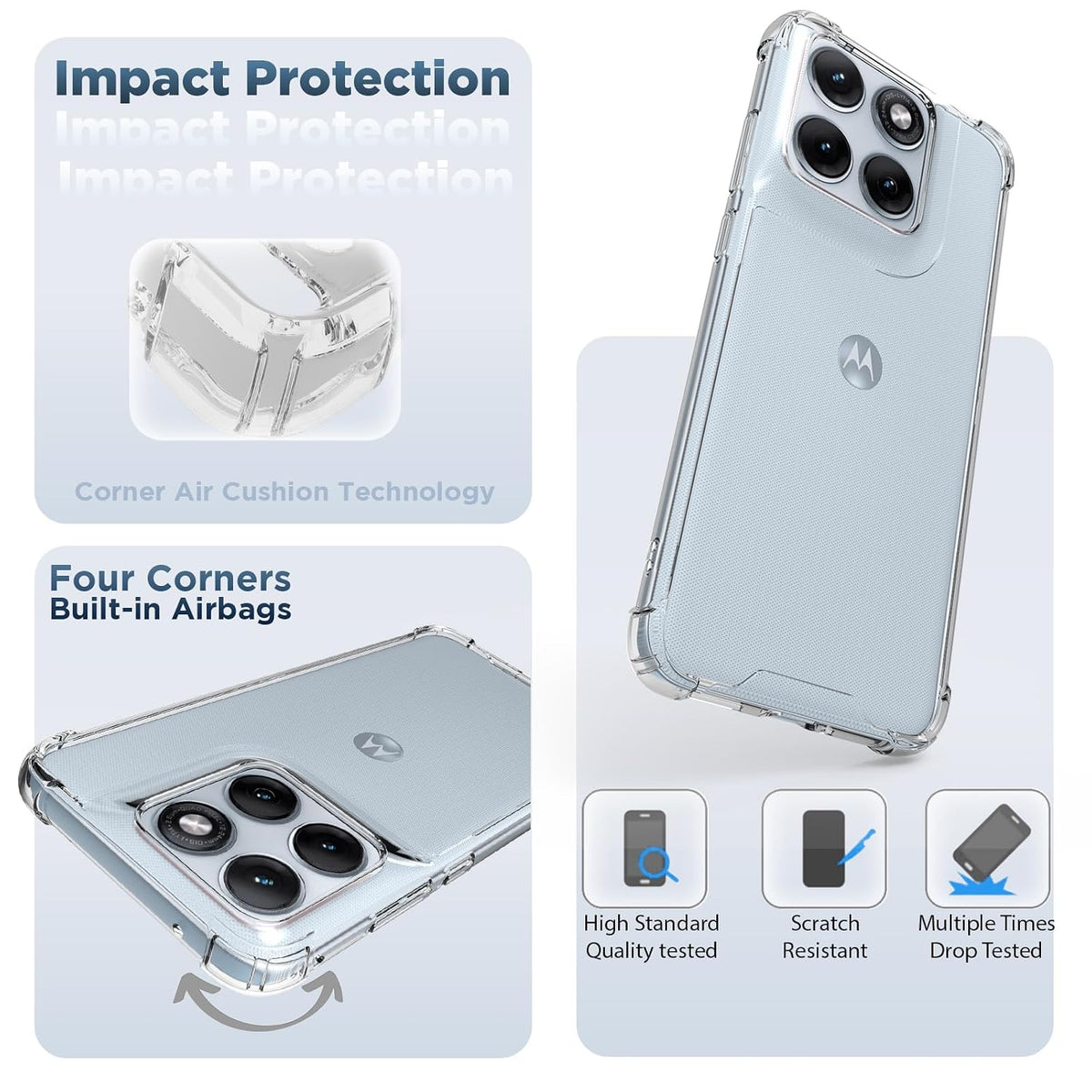 Motorola Edge 70 Fusion Back Cover Case | Clear Hybrid - Clear Smoke