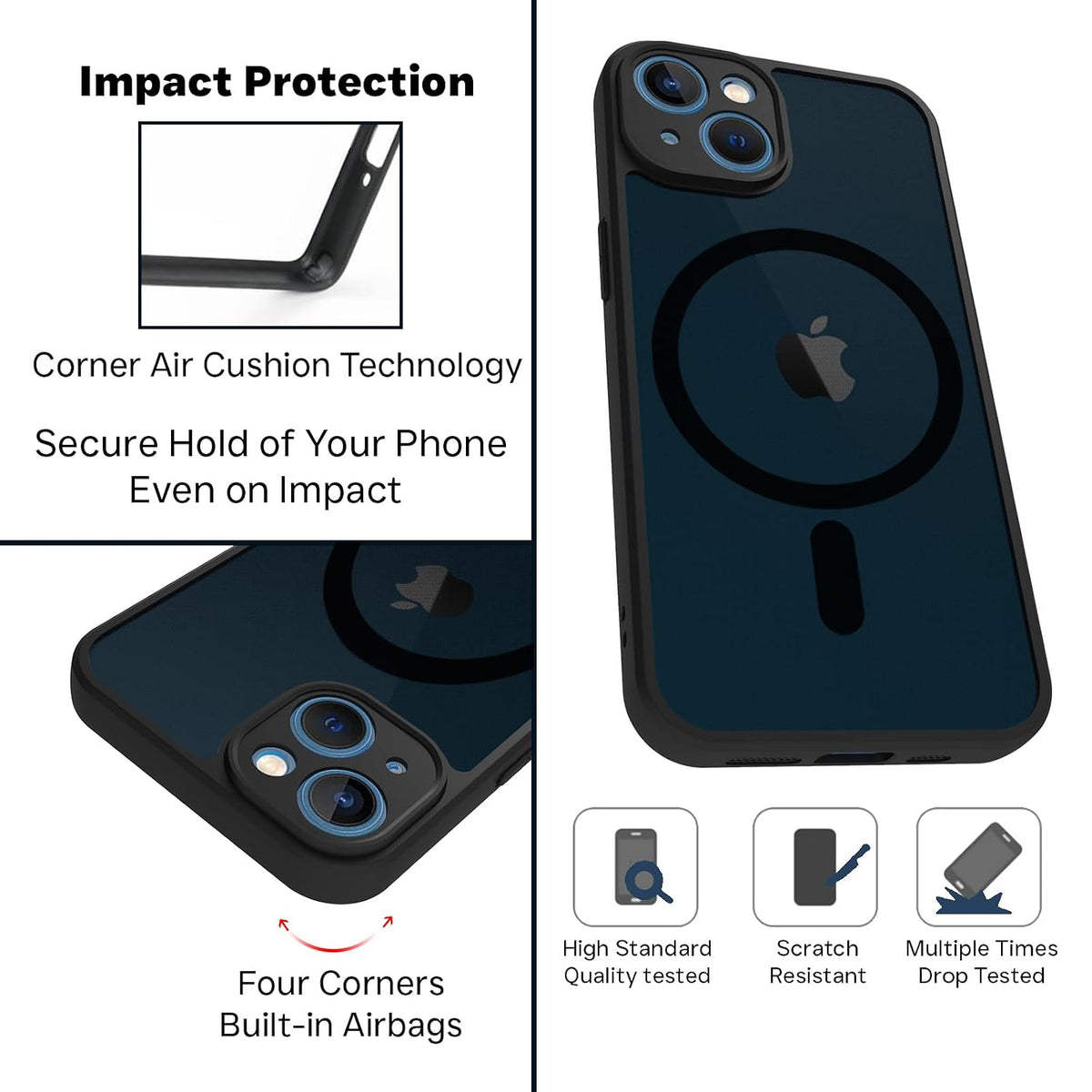 iPhone 13 Back Cover Case | Sleek Hybrid - Matte Black Magnetic