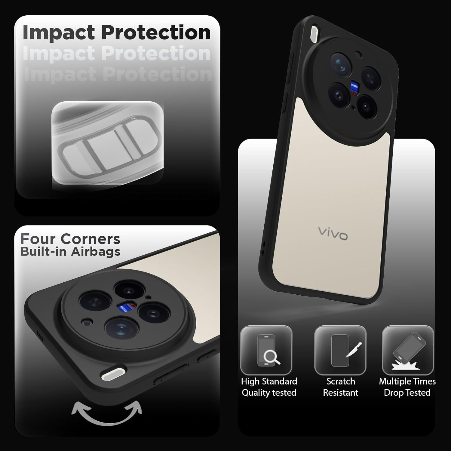 Vivo X300 Pro 5G Back Cover Case | Sleek Hybrid - Clear Black