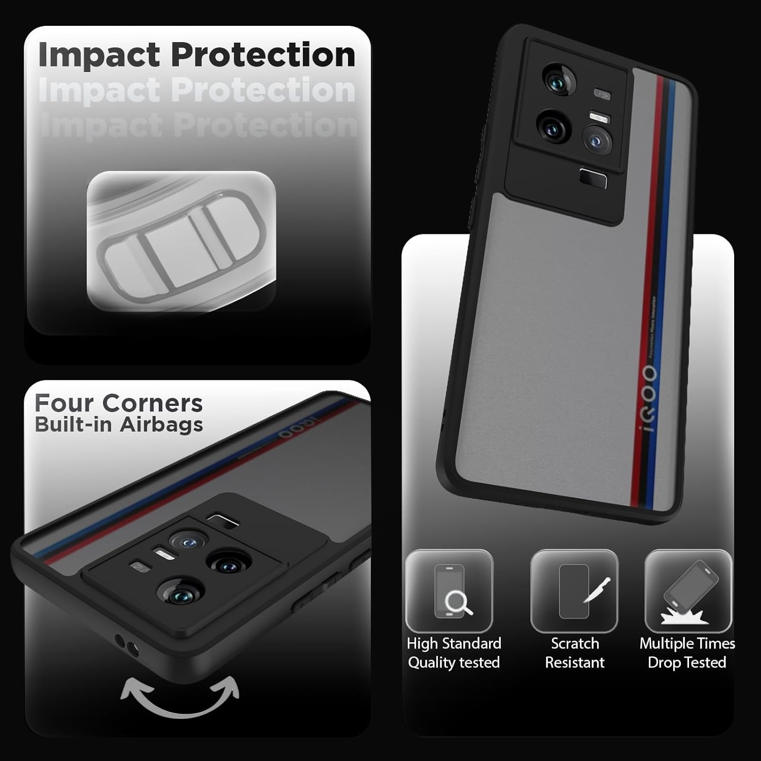 iQOO 11 5G Back Cover Case | Sleek Hybrid - Matte Black