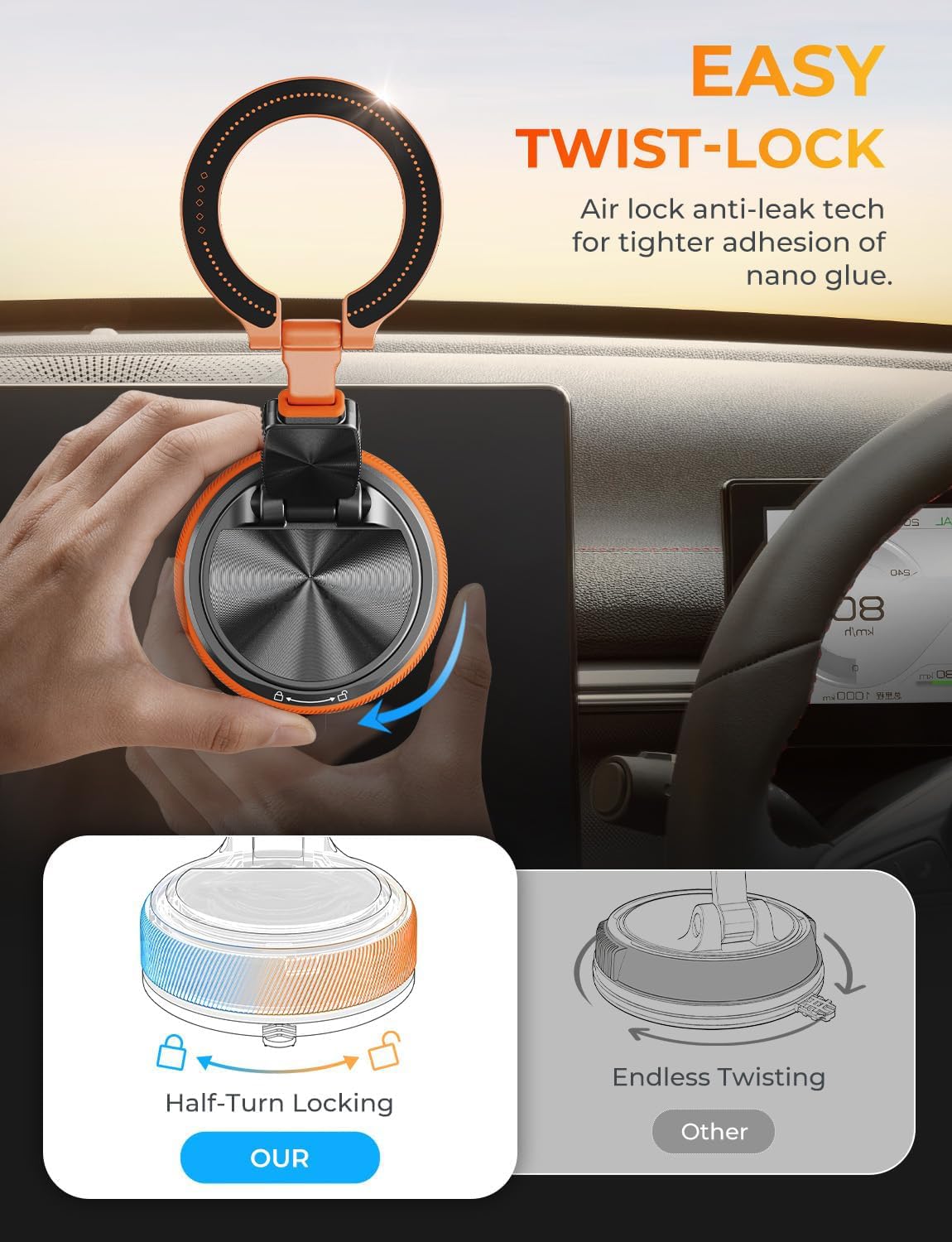 Magnetic Phone Mount Detachable | Orange