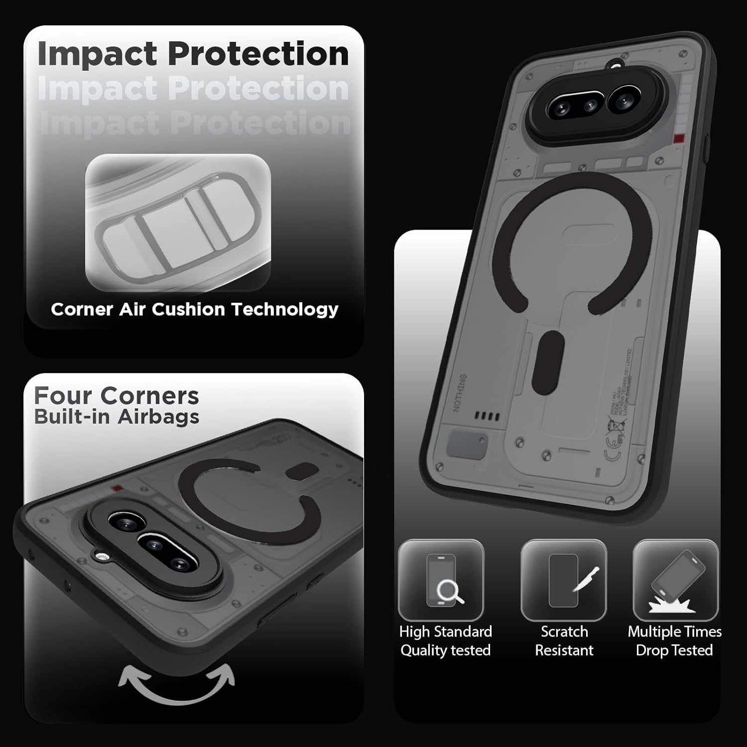 Nothing Phone 4a 5G Back Cover Case | Sleek Hybrid - Matte Black Magnetic