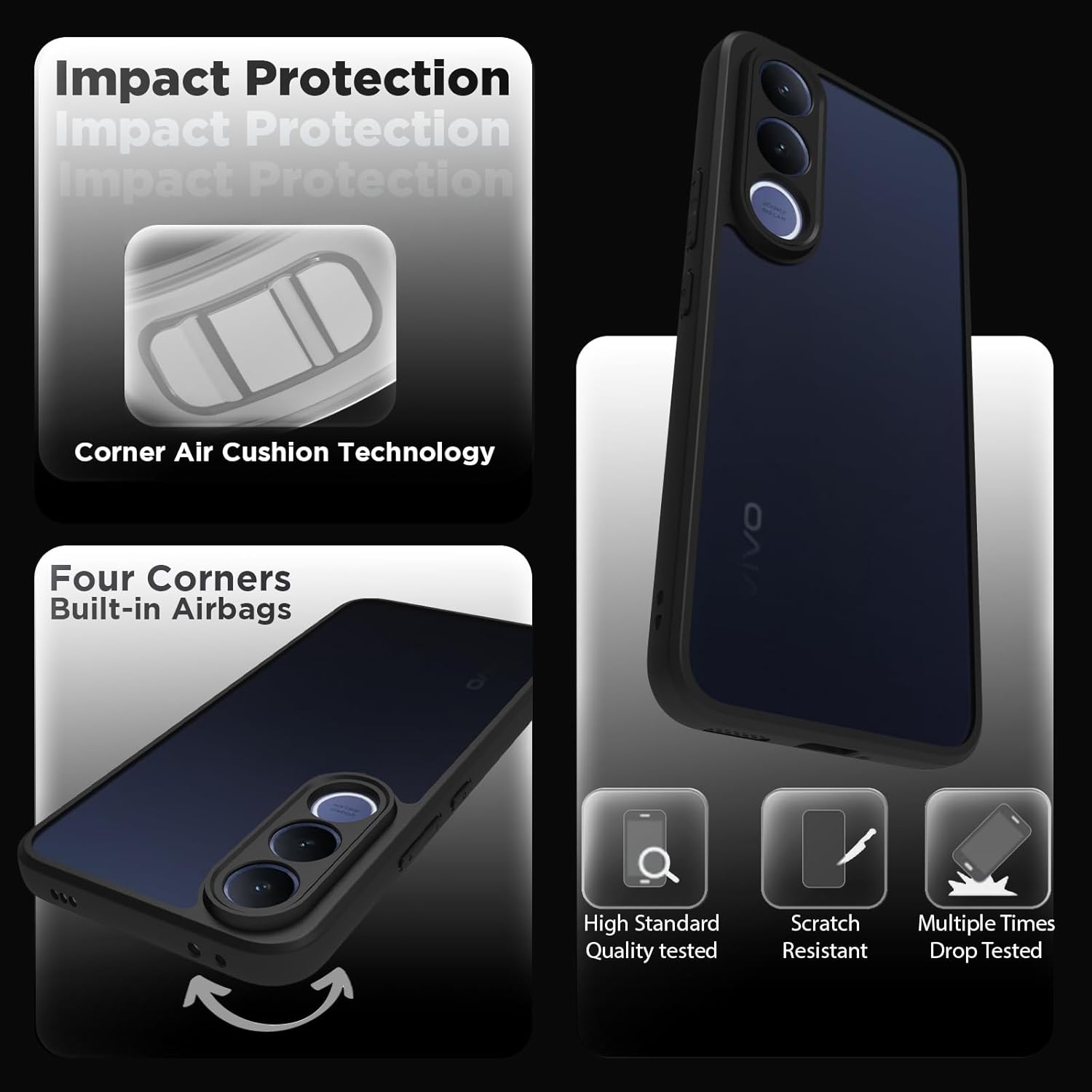 Vivo V70 FE Back Cover Case | Sleek Hybrid - Matte Black