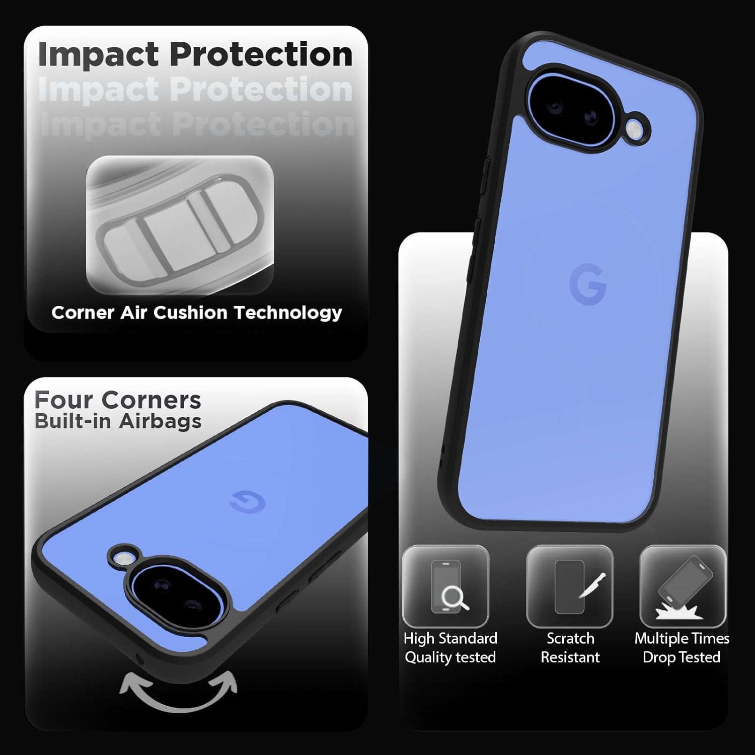 Google Pixel 10a Back Cover Case | Sleek Hybrid - Clear Black
