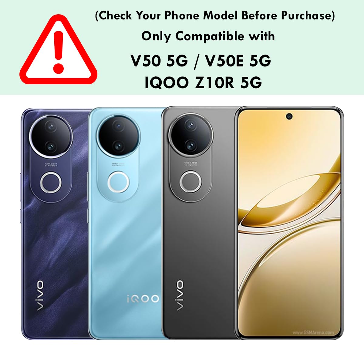 Vivo V50 5G / V50e 5G / iQOO Z10R 5G / Vivo T4R 5G Back Cover Case | Sleek Hybrid - Matte Black Magentic (Copy)