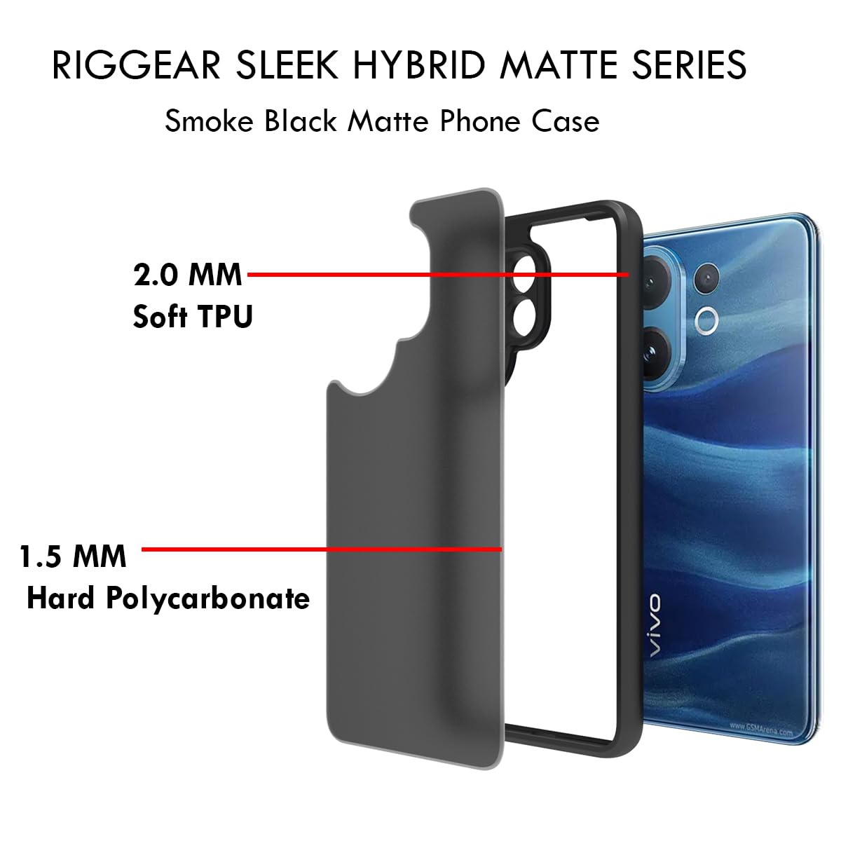 Vivo V60 5G / Vivo T4 Pro 5G / Vivo V60e 5G Back Cover Case | Sleek Hybrid - Matte Black