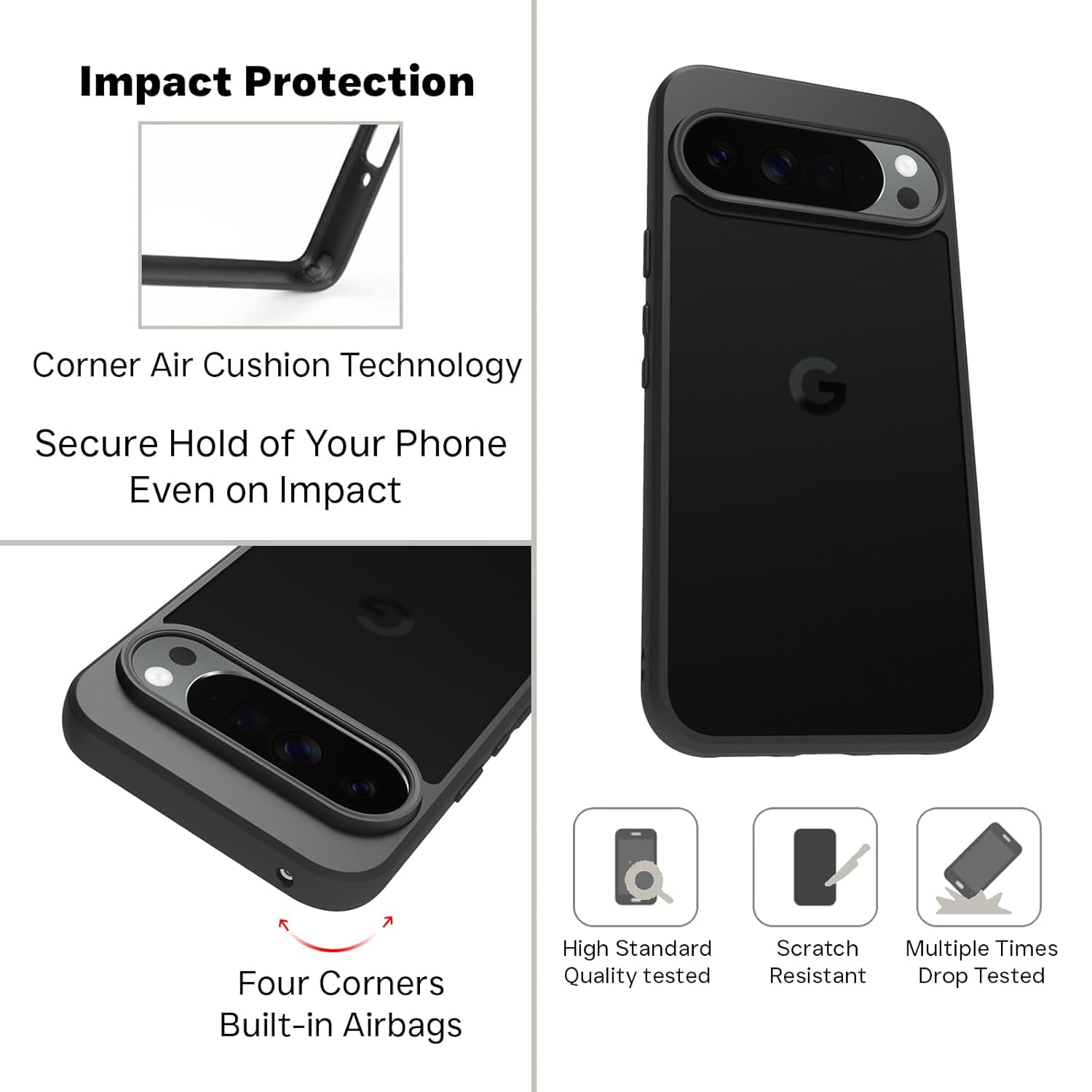 Google Pixel 10 Pro XL Back Cover Case | Sleek Hybrid - Matte Black
