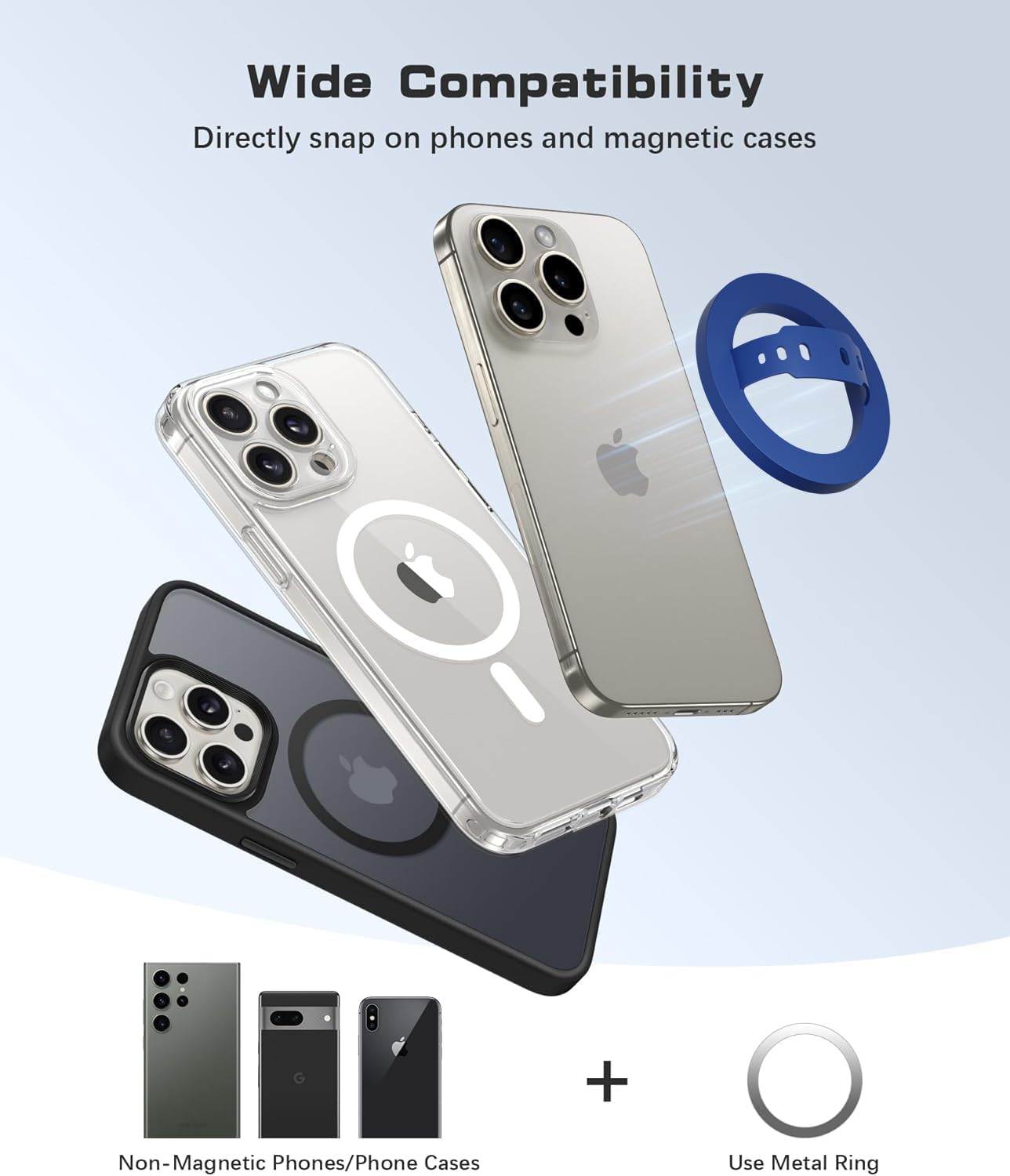MagSafe Silicone Phone Grip | Magnetic Finger Loop - Silcy Blue
