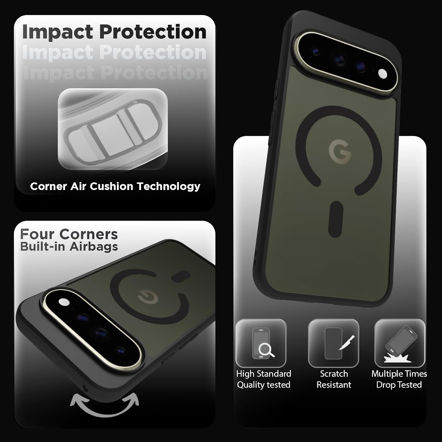 Google Pixel 11 Pro XL Back Cover Case | Sleek Hybrid - Matte Black Magnetic