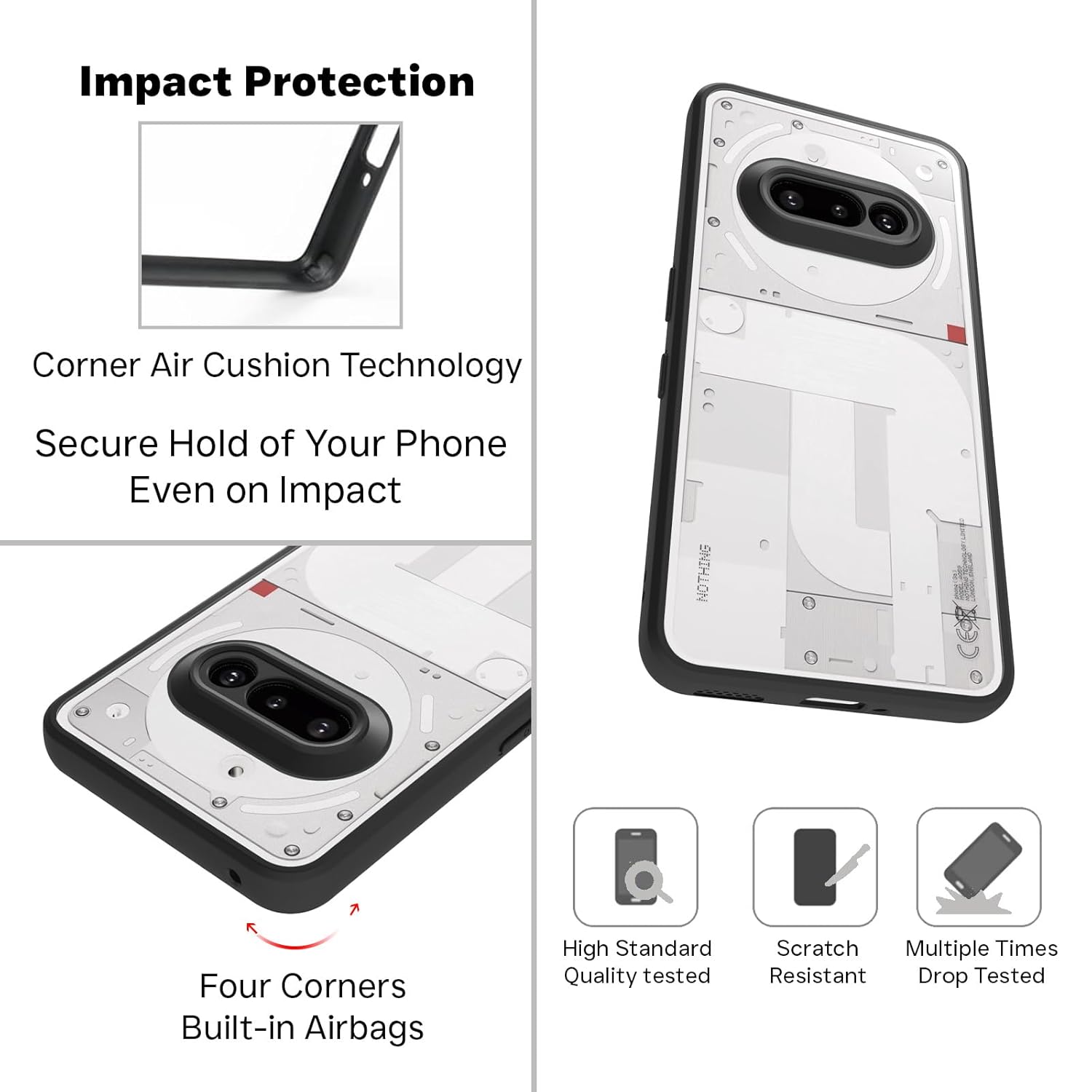 Nothing Phone 3a Back Cover Case | Sleek Hybrid - Clear Black