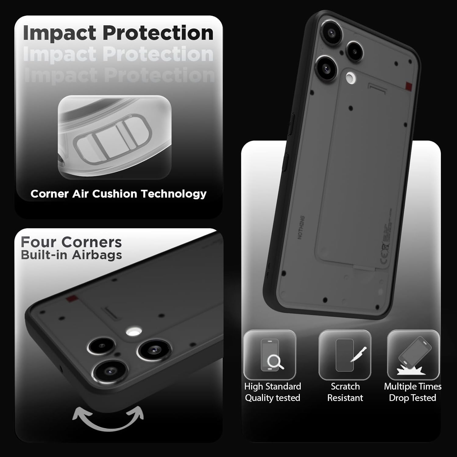 Nothing Phone 3a Lite 5G Back Cover Case | Sleek Hybrid - Smoke Black