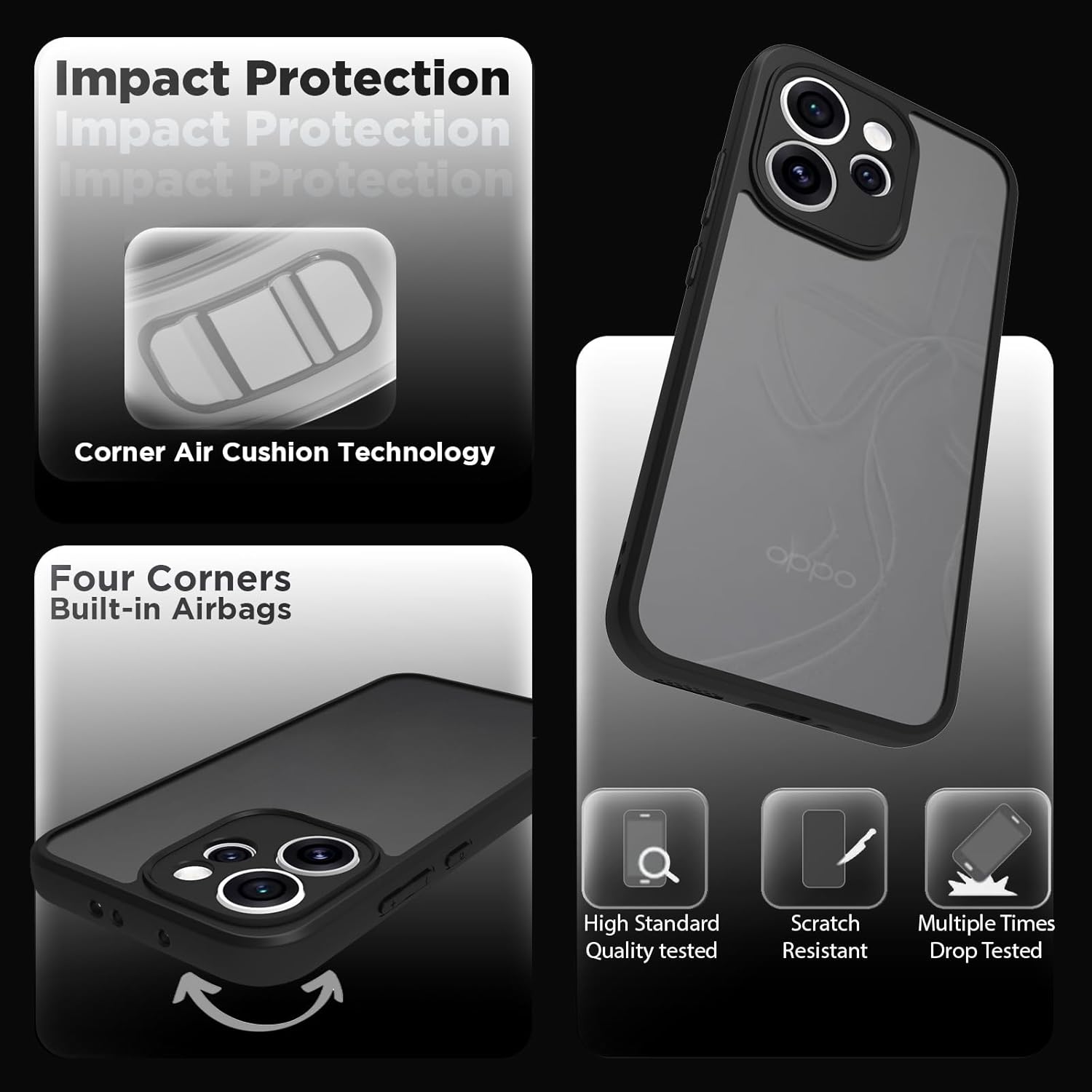 Oppo Reno 15 Pro Mini 5G Back Cover Case | Sleek Hybrid - Matte Black