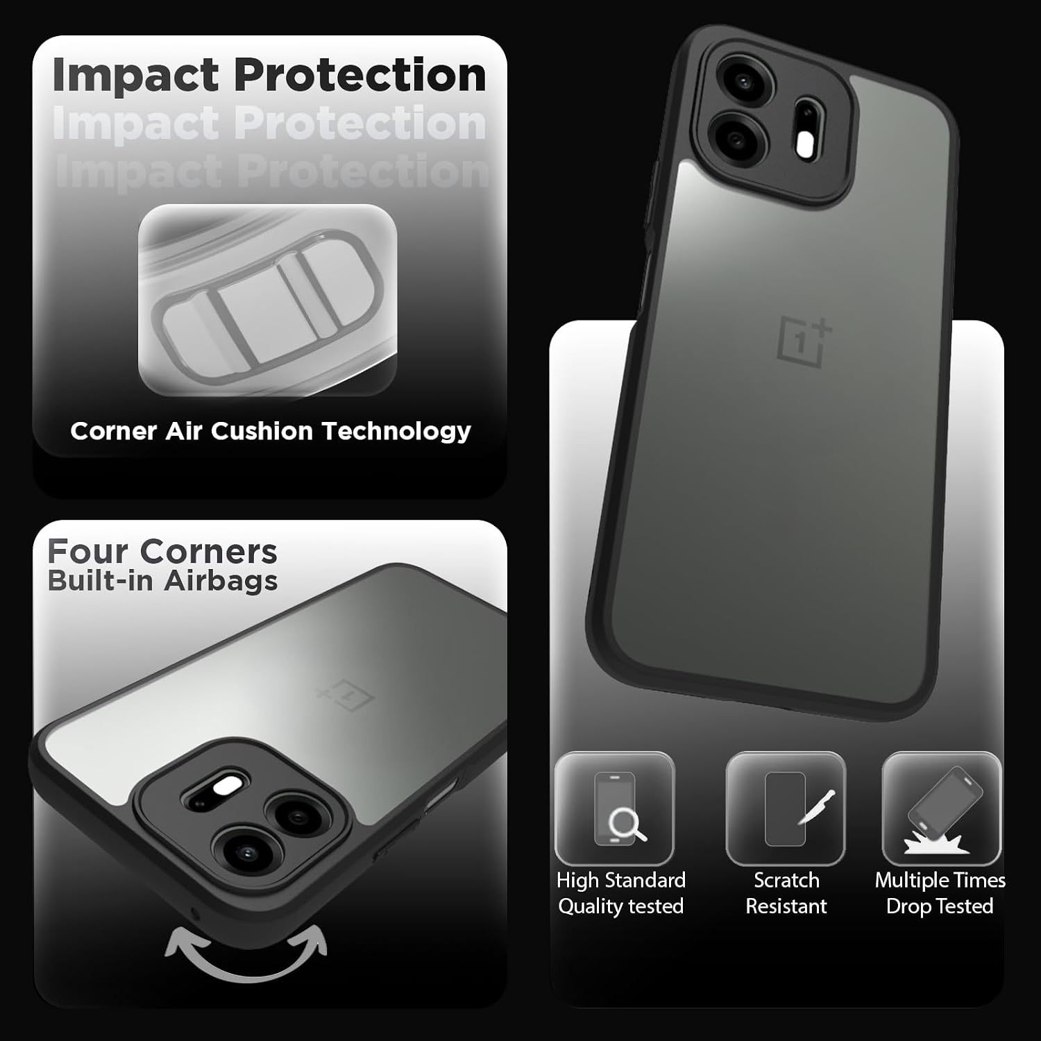 OnePlus N6 Back Cover Case | Sleek Hybrid - Clear Black