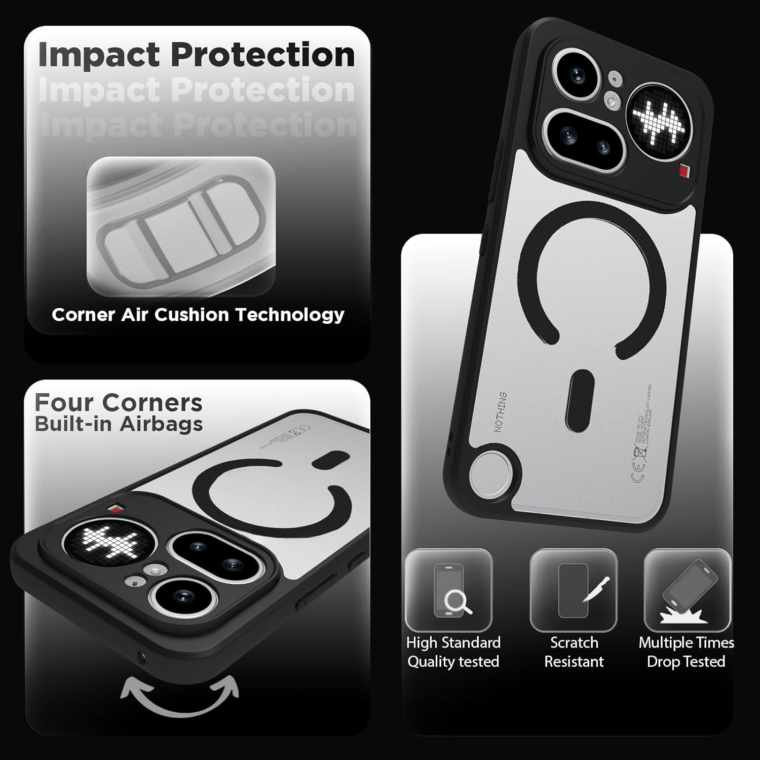 Nothing Phone 4a Pro 5G Back Cover Case | Sleek Hybrid - Clear Black Magnetic