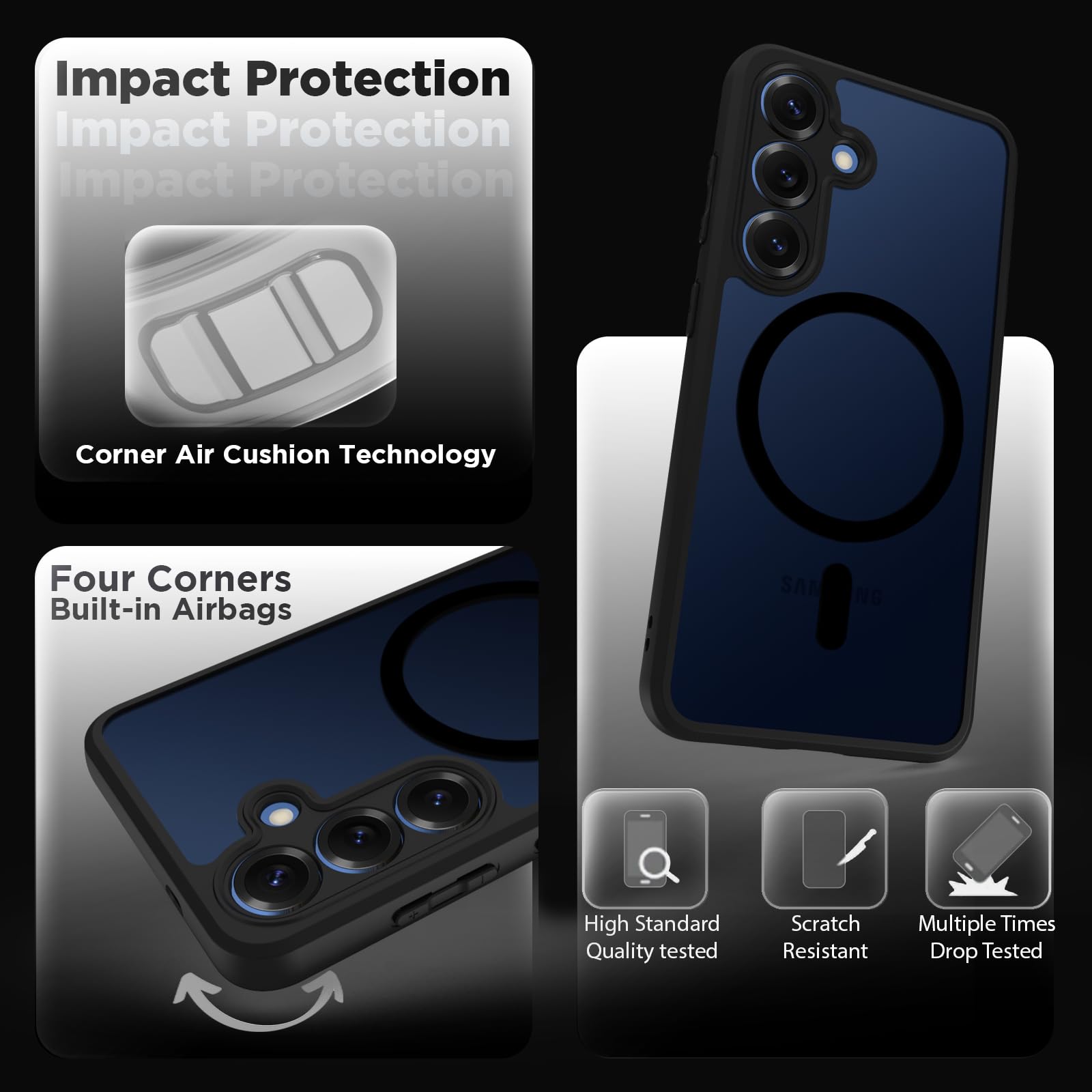 Samsung Galaxy S25 Back Cover Case | Sleek Hybrid - Matte Black Magnetic