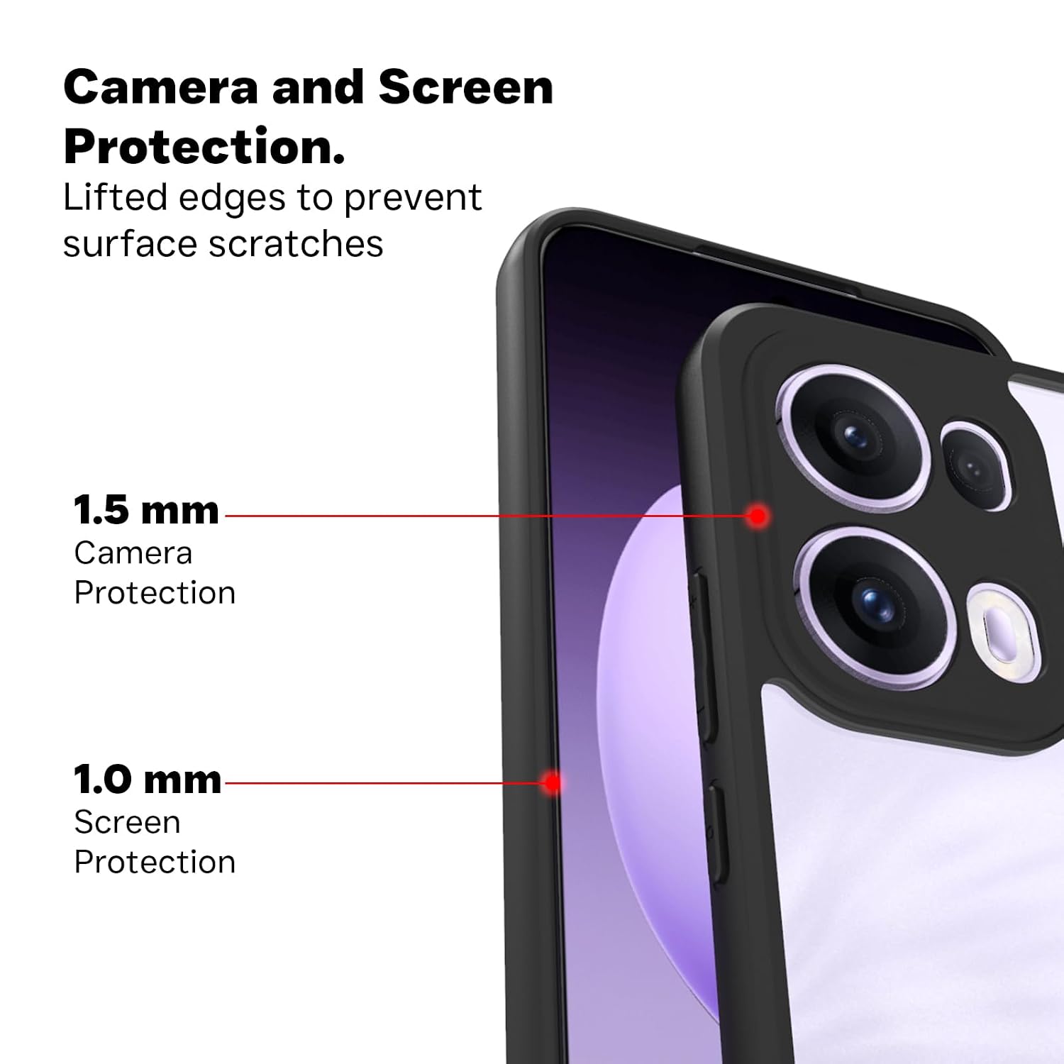 Oppo Reno 13 Pro Back Cover Case | Sleek Hybrid - Clear Black