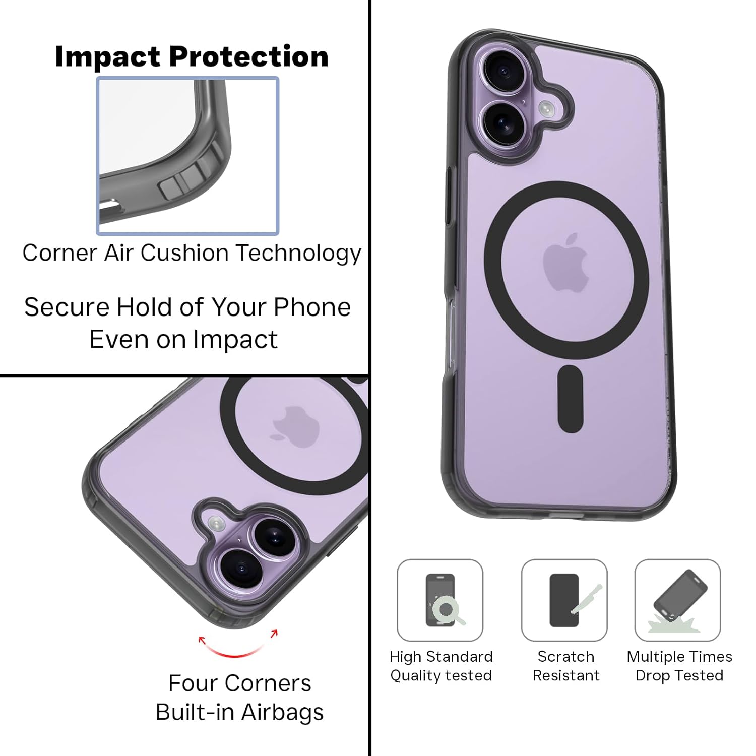 iPhone 17 Back Cover Case | Clear Hybrid - Clear Smoke Magnetic