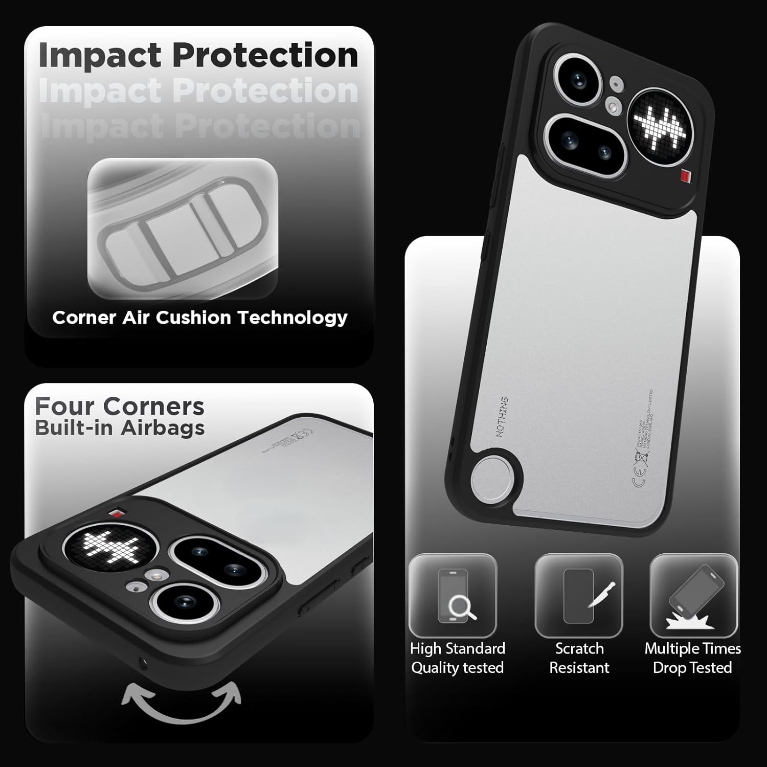 Nothing Phone 4a Pro 5G Back Cover Case | Clear Hybrid - Clear Black