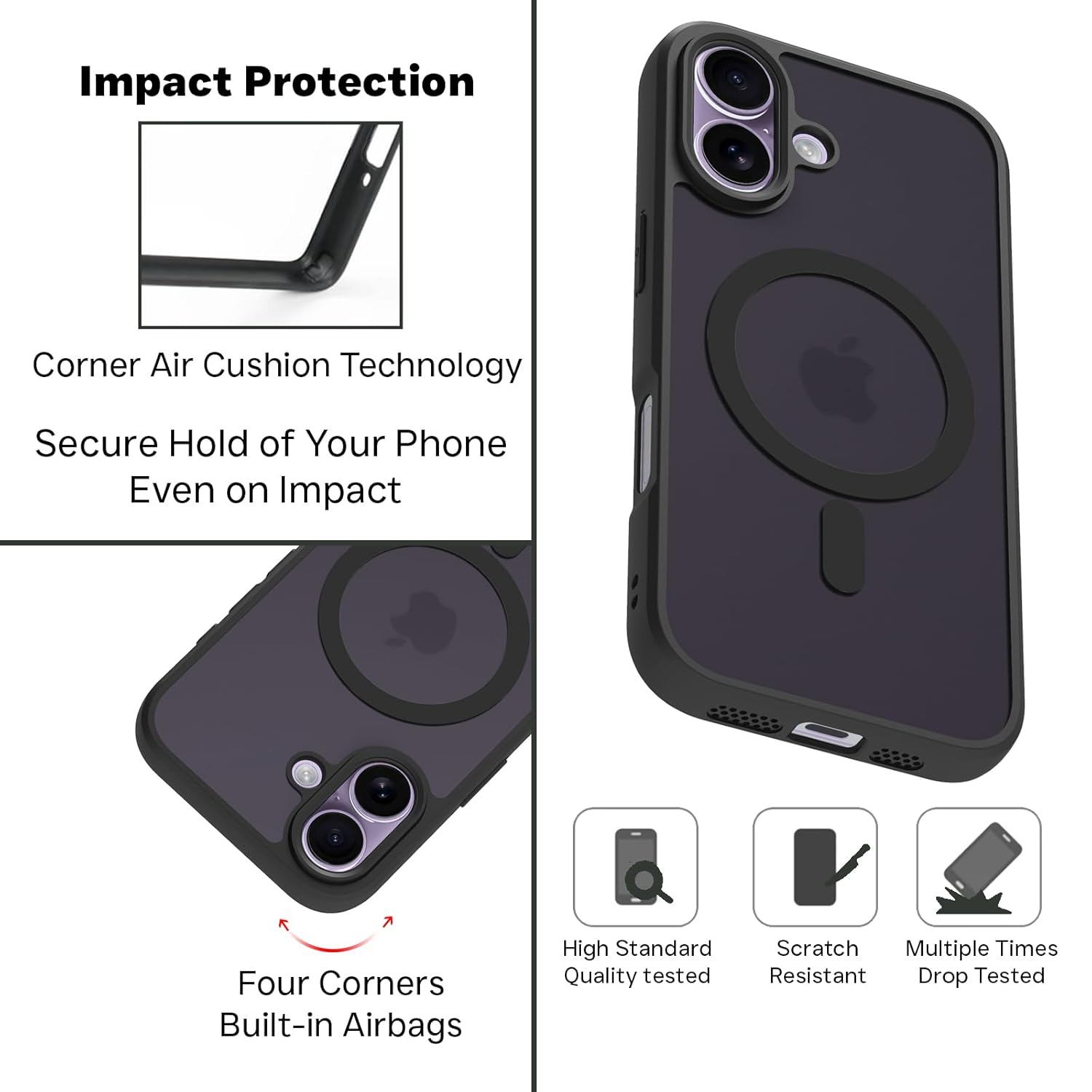 iPhone 17 Back Cover Case | Sleek Hybrid - Matte Black Magnetic