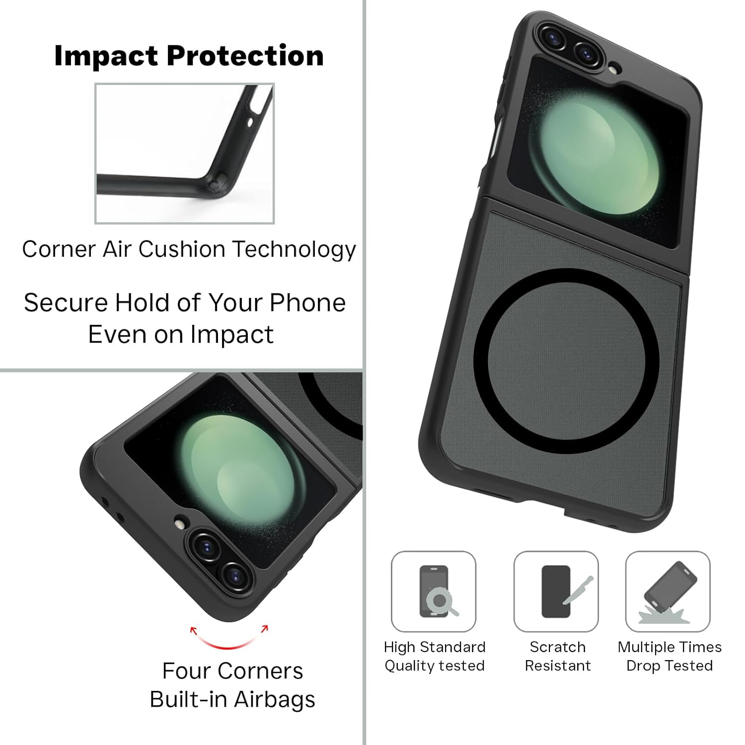 Samsung Galaxy Z Flip 5 Back Cover Case | Sleek Hybrid - Matte Black Magnetic