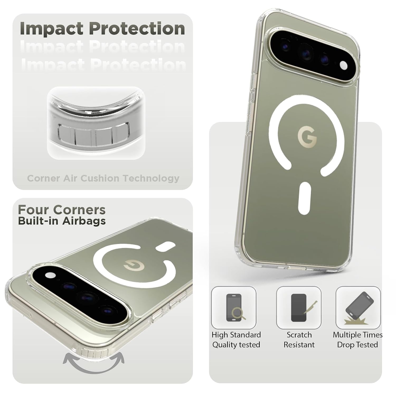 Google Pixel 11 Pro XL Back Cover Case | Clear Hybrid - Clear Magnetic