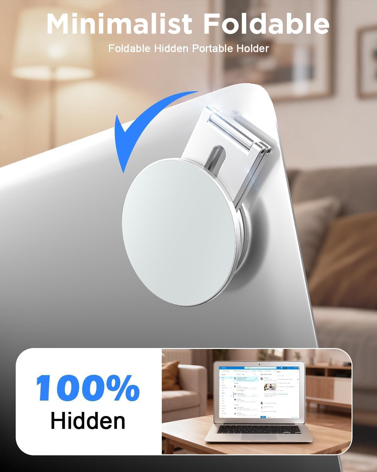 Magnetic Laptop Mobile Holder | Foldable Stand - Silver