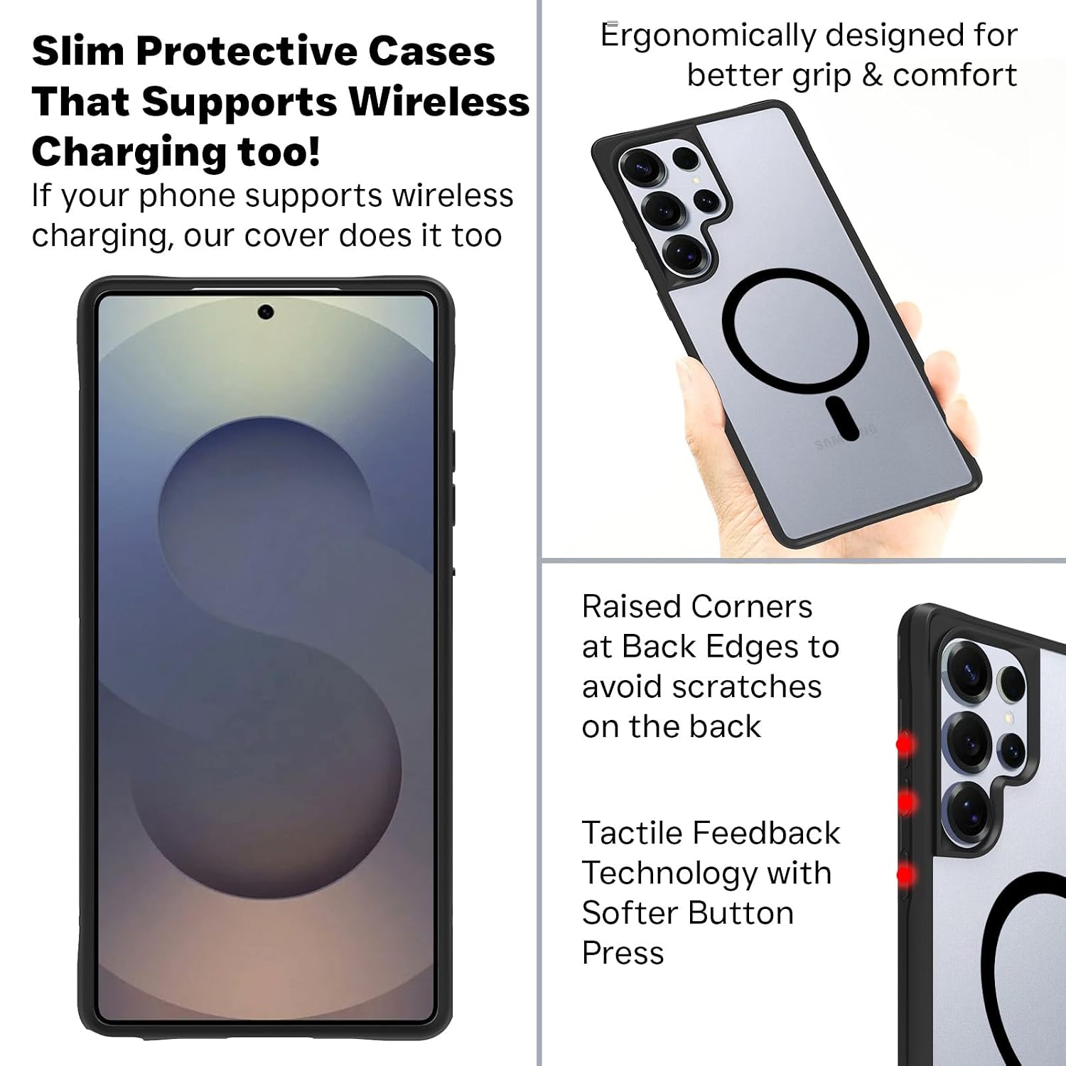 Samsung Galaxy S25 Ultra Back Cover Case | Tough Hybrid - Clear Black Magnetic